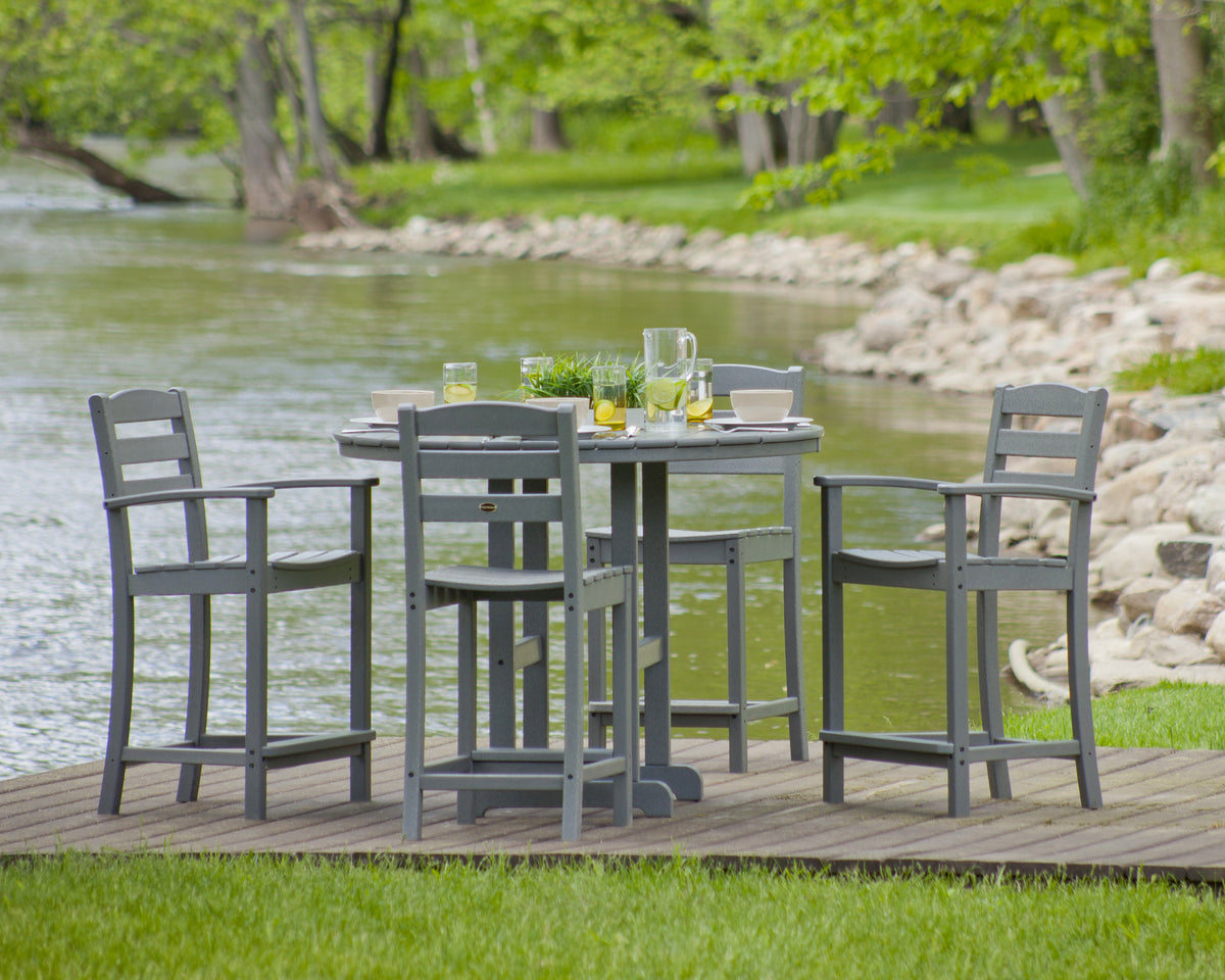 La Casa Café 5-Piece Round Farmhouse Counter Dining Set