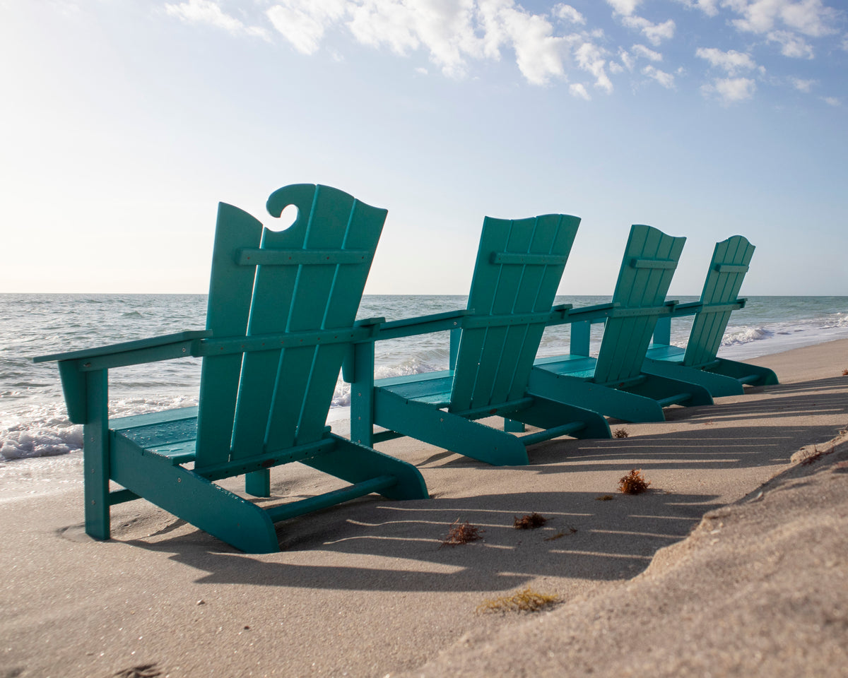 Wave Collection 4-Piece Adirondack Chair Set