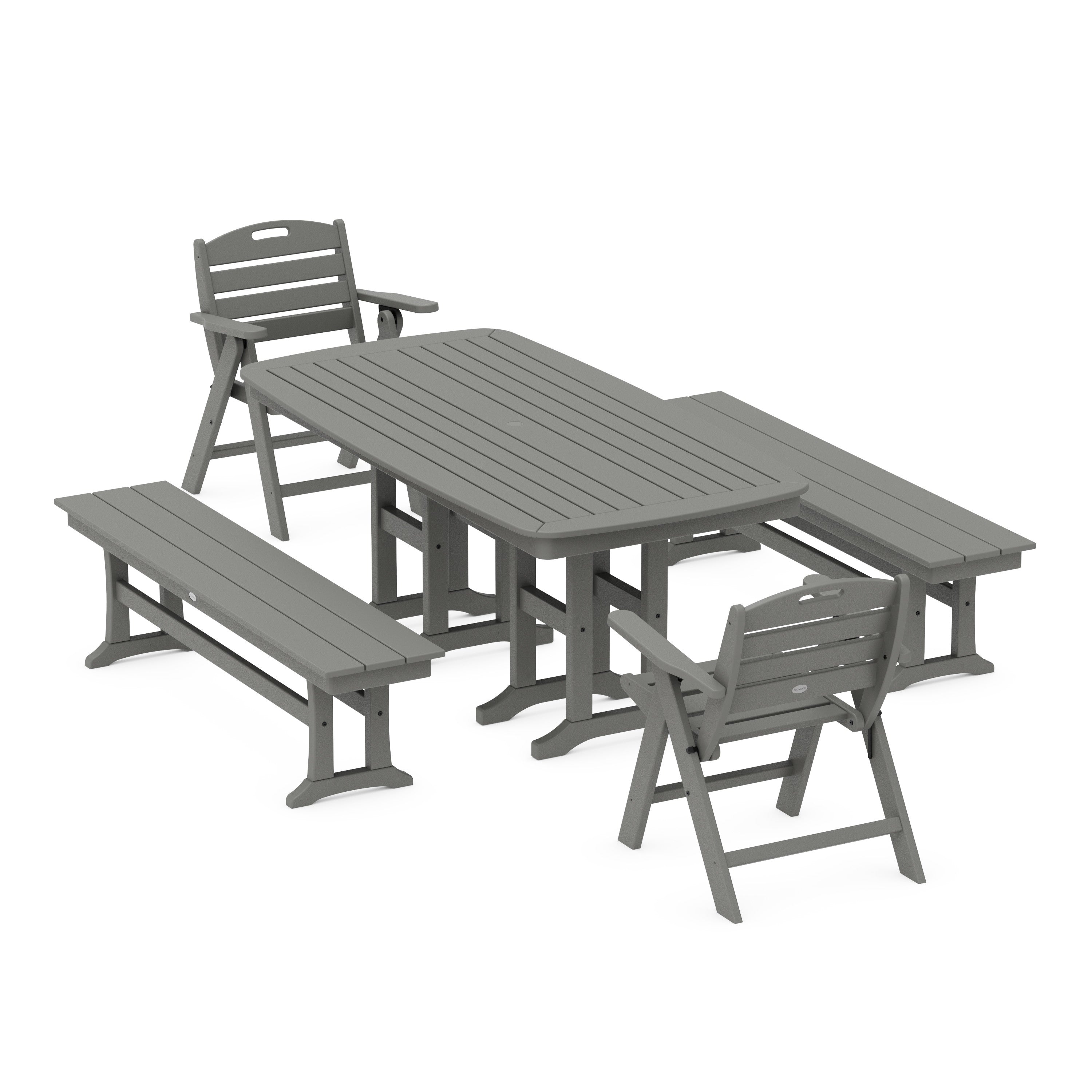 Nautical Lowback 6-Piece Dining Set with Bench - Thumbnail 2