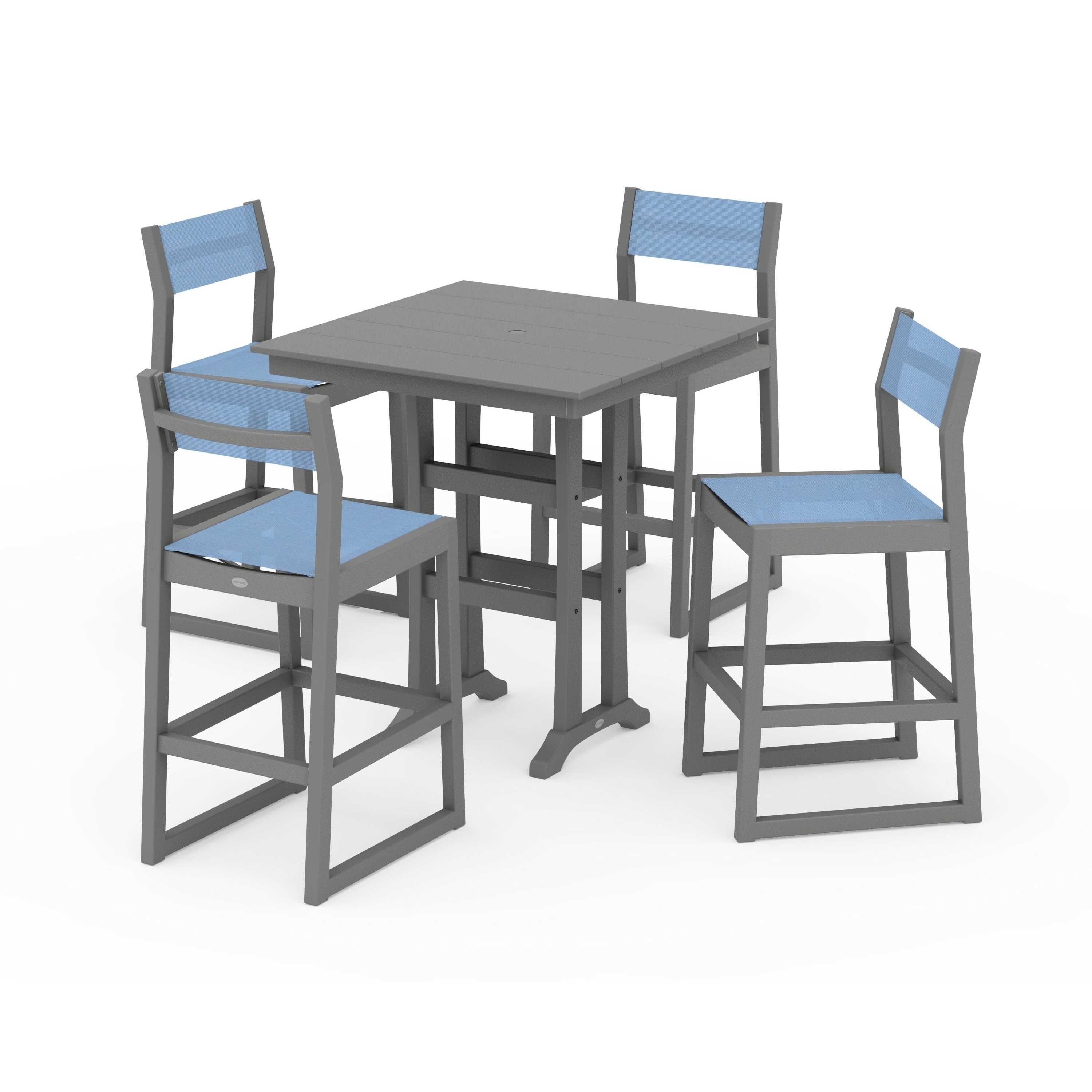 POLYWOOD EDGE Sling Arm Chair Bar Set