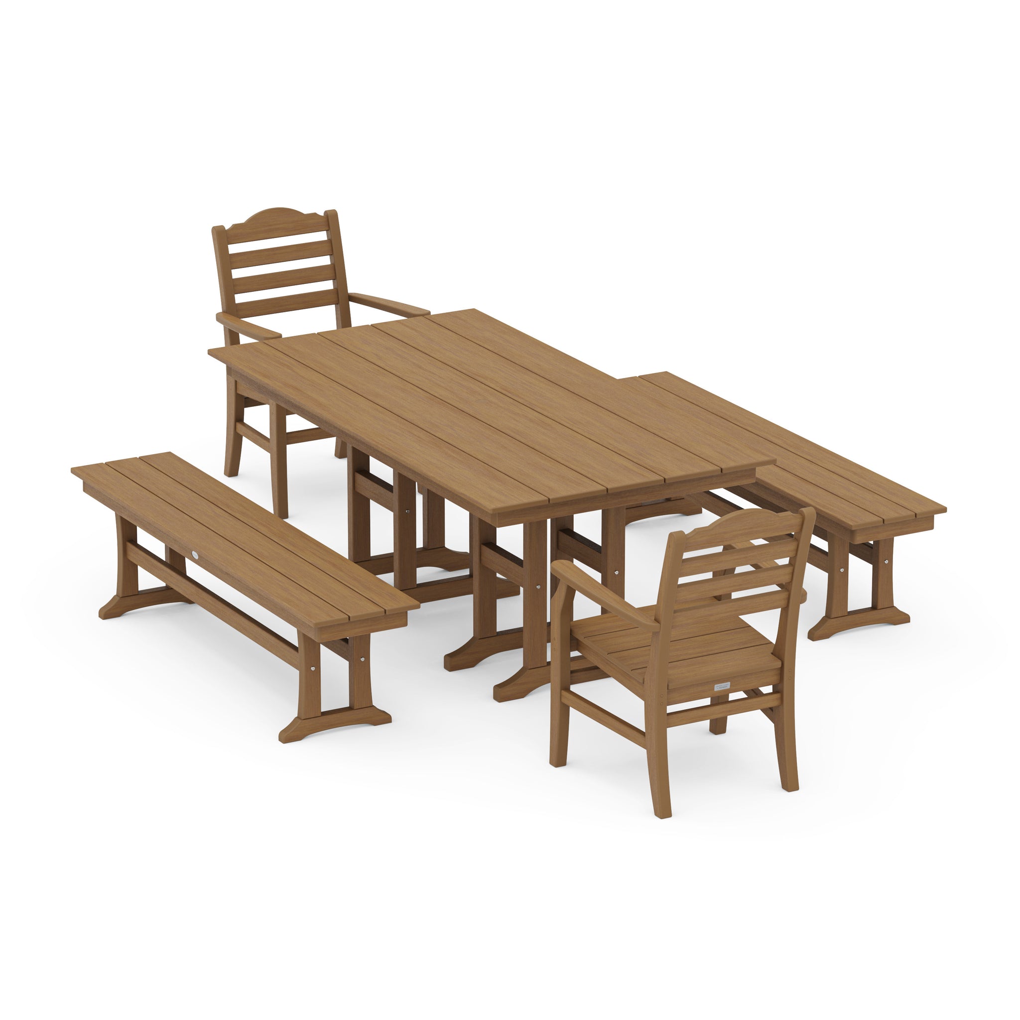Savannah 5-Piece Farmhouse Dining Set with Benches