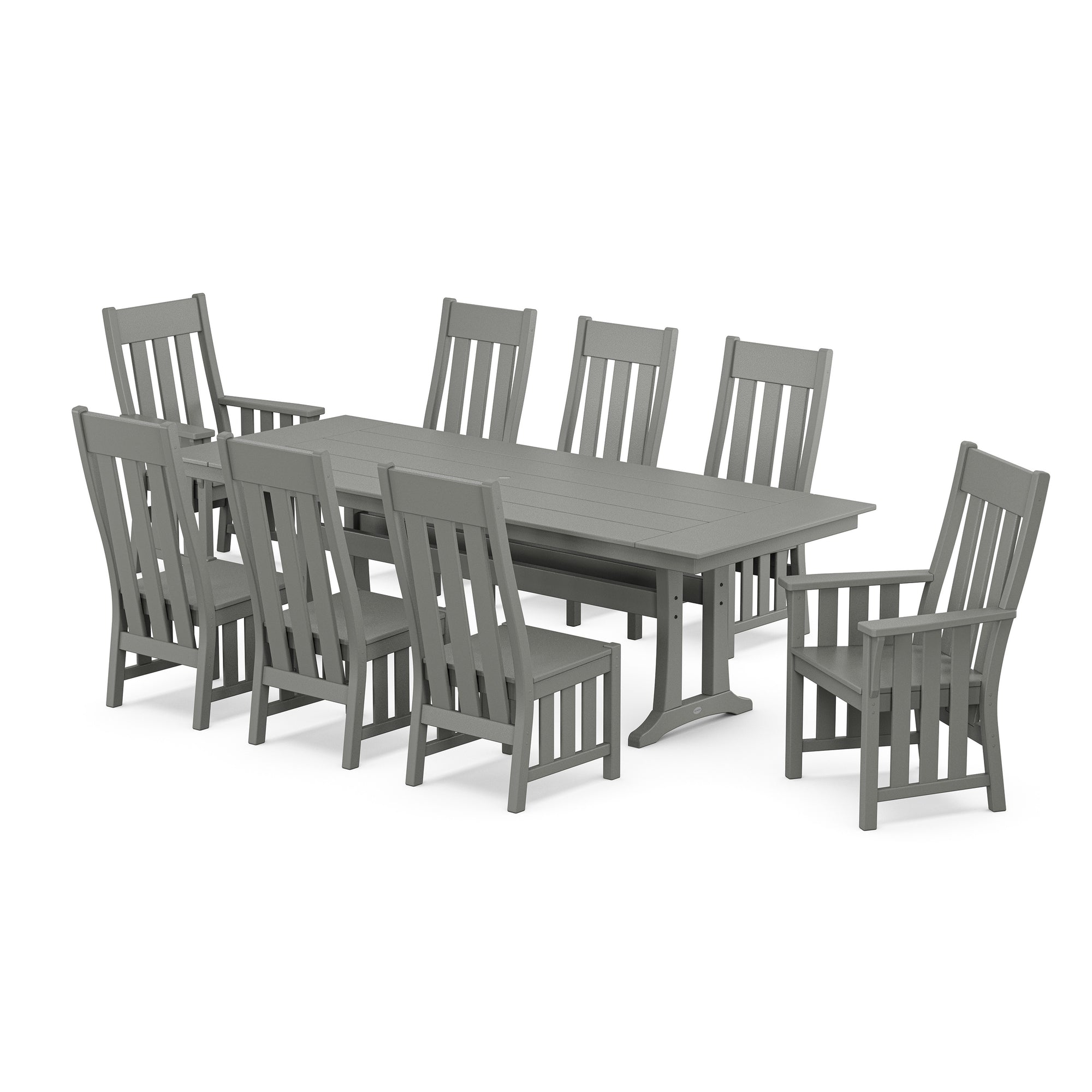 Acadia 9-Piece Farmhouse Dining Set with Trestle Legs