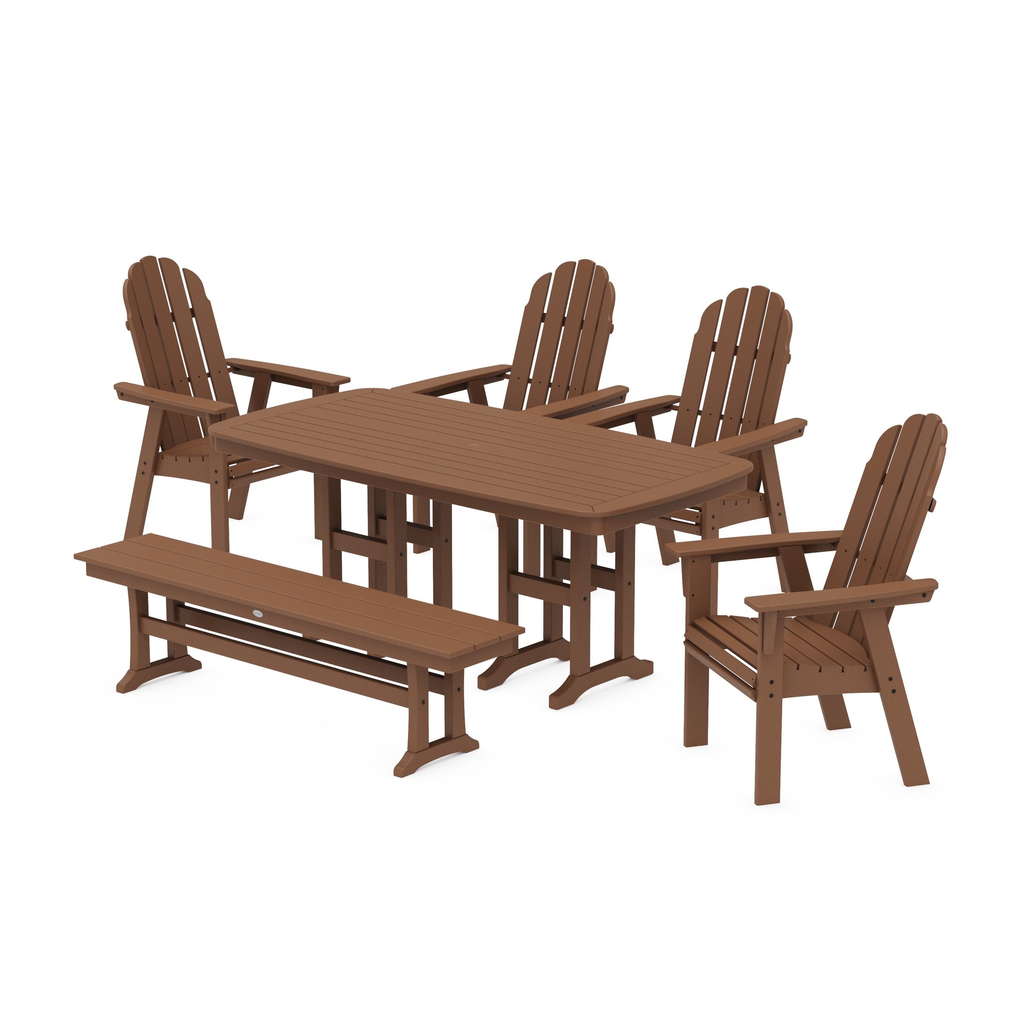 Vineyard Curveback Adirondack Chair 6-Piece Dining Set with Bench