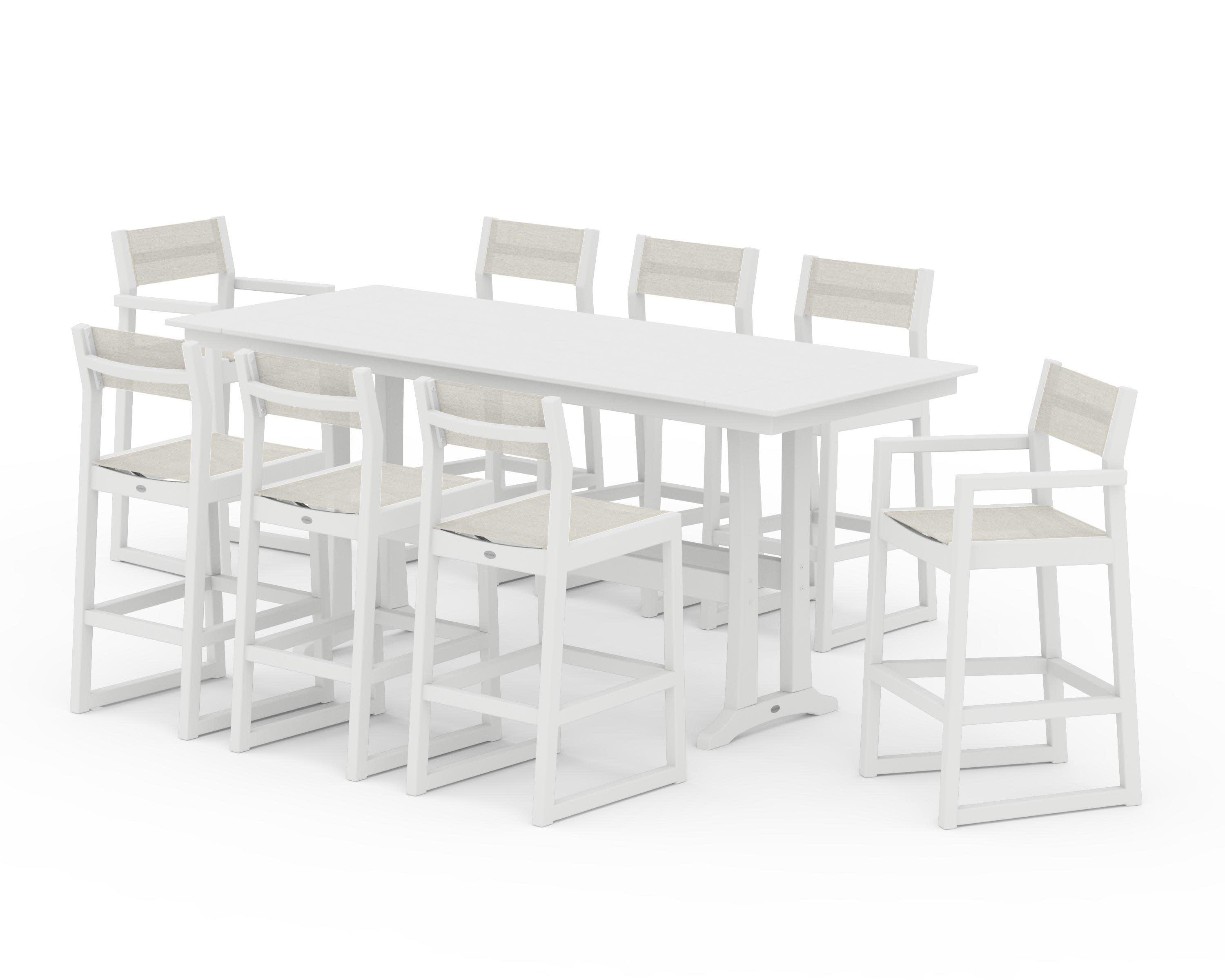 EDGE Sling 9-Piece Farmhouse Bar Set with Trestle Legs