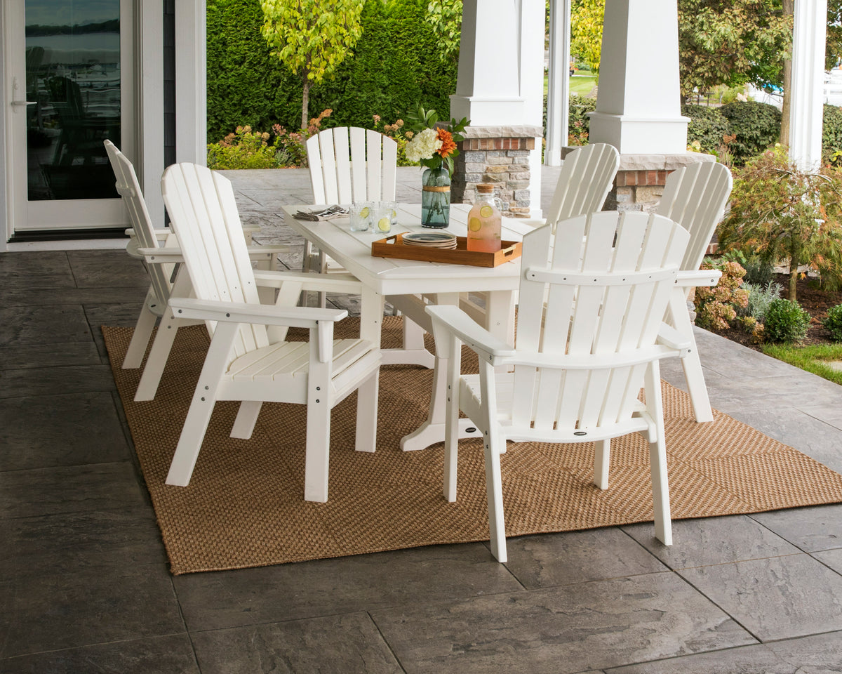 Nautical Curveback Adirondack 7-Piece Dining Set with Trestle Legs