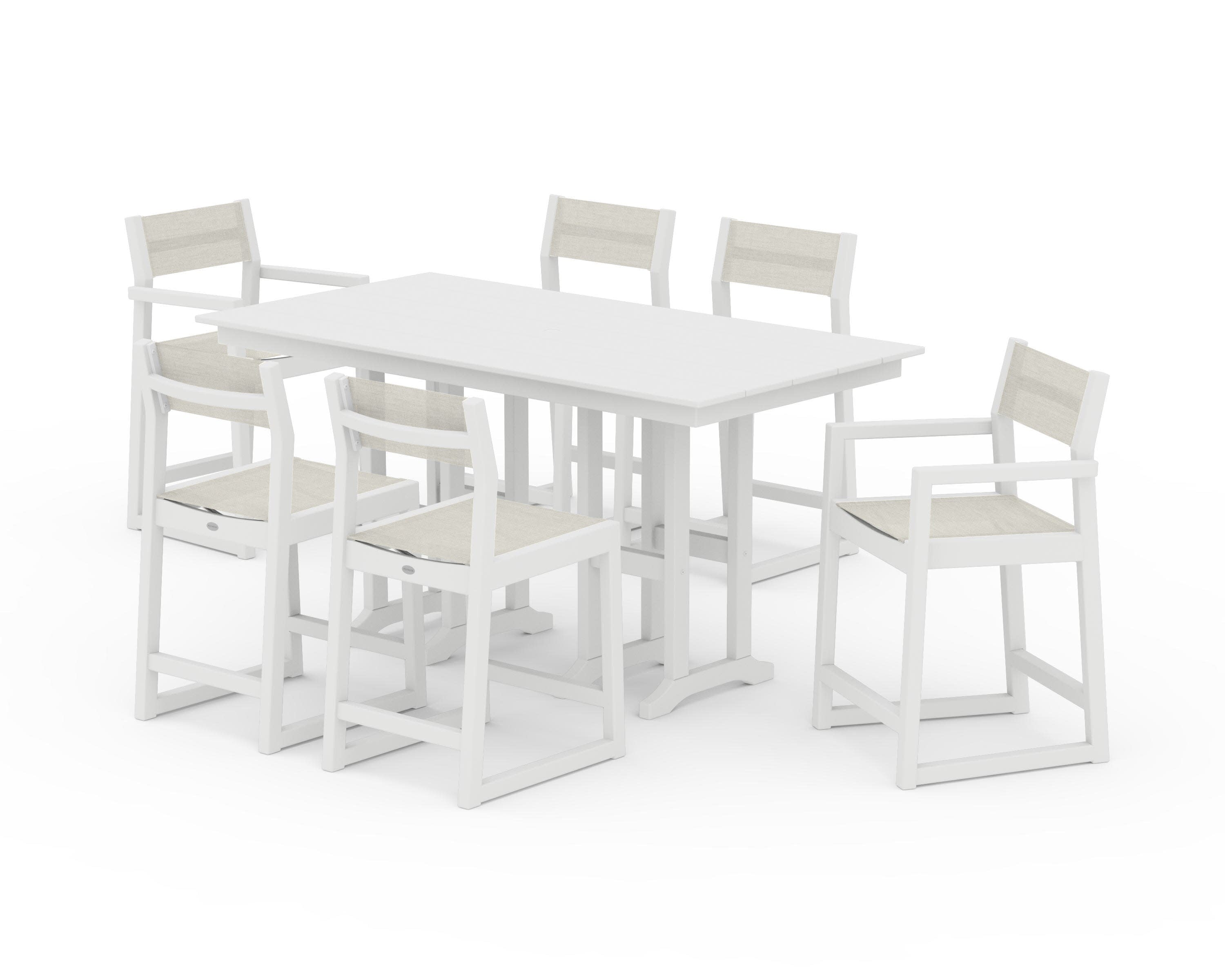 EDGE Sling 7-Piece Farmhouse Counter Set with Trestle Legs