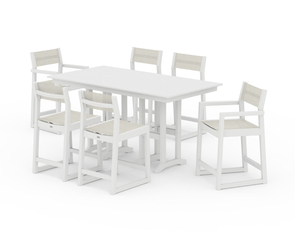 EDGE Sling 7-Piece Farmhouse Counter Set with Trestle Legs