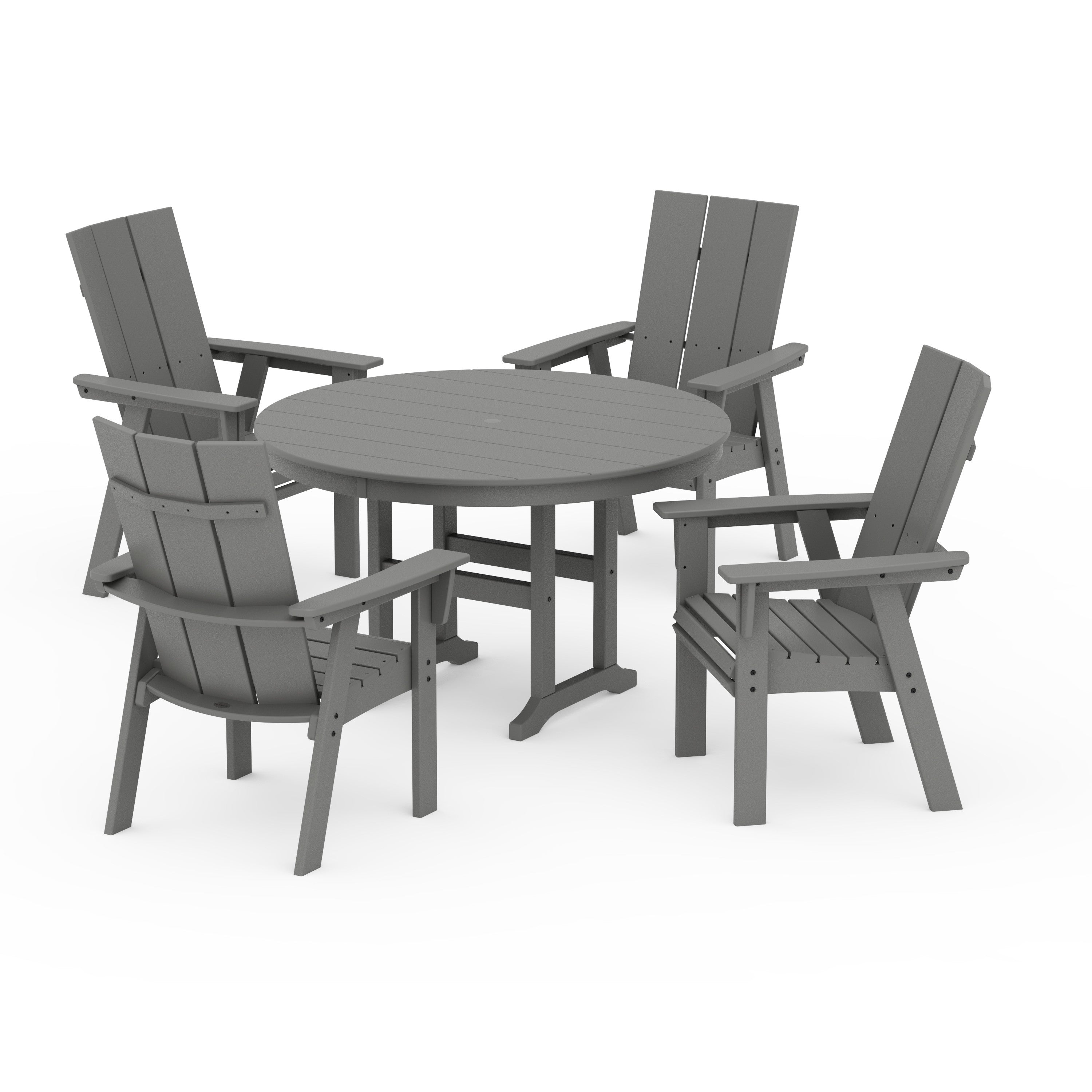Modern Curveback Adirondack 5-Piece Round Farmhouse Dining Set