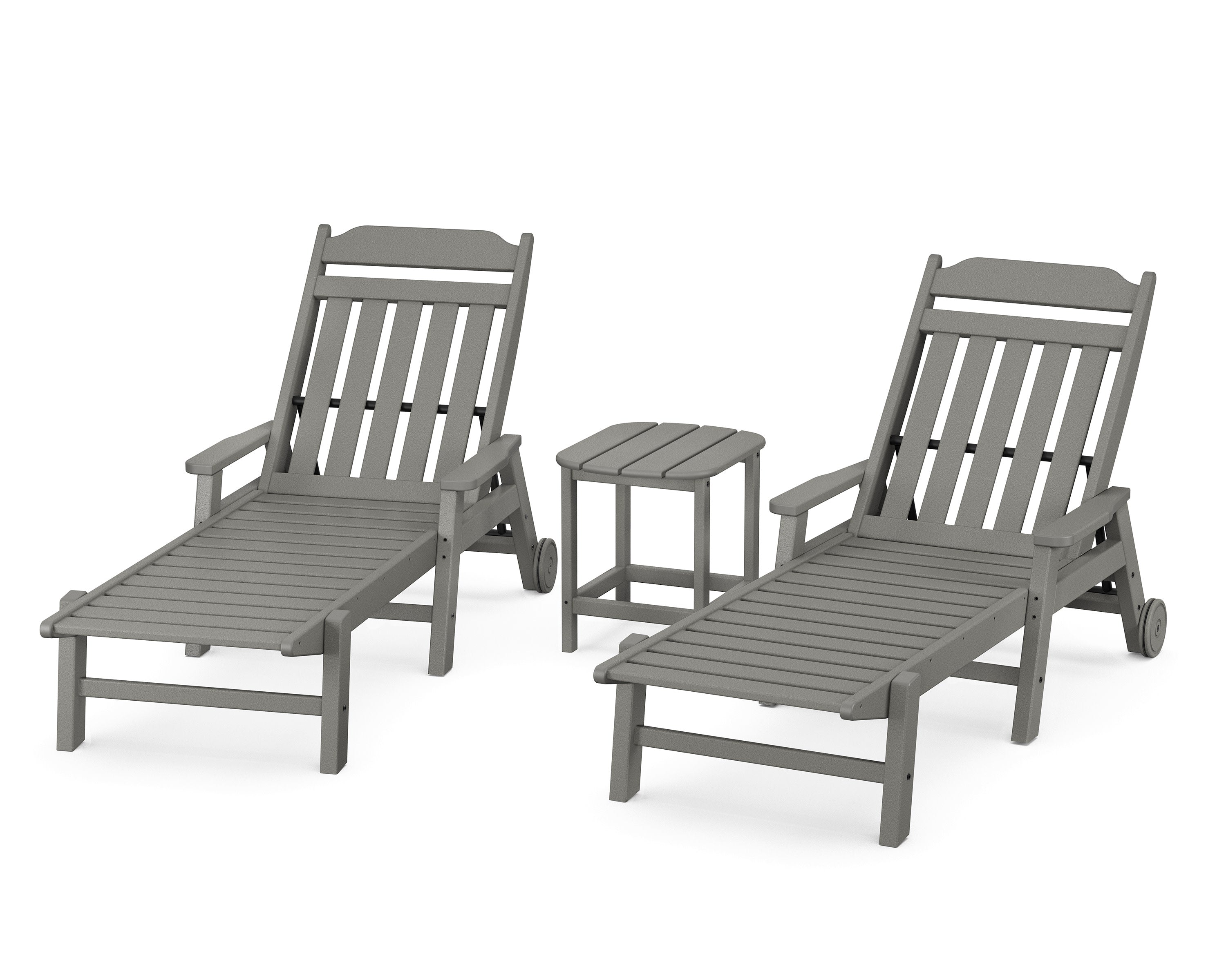 Cottage 3-Piece Chaise Set with Arms and Wheels