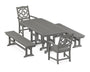 Chinoiserie 5-Piece Dining Set with Benches