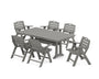 Nautical Lowback 7-Piece Farmhouse Dining Set with Trestle Legs