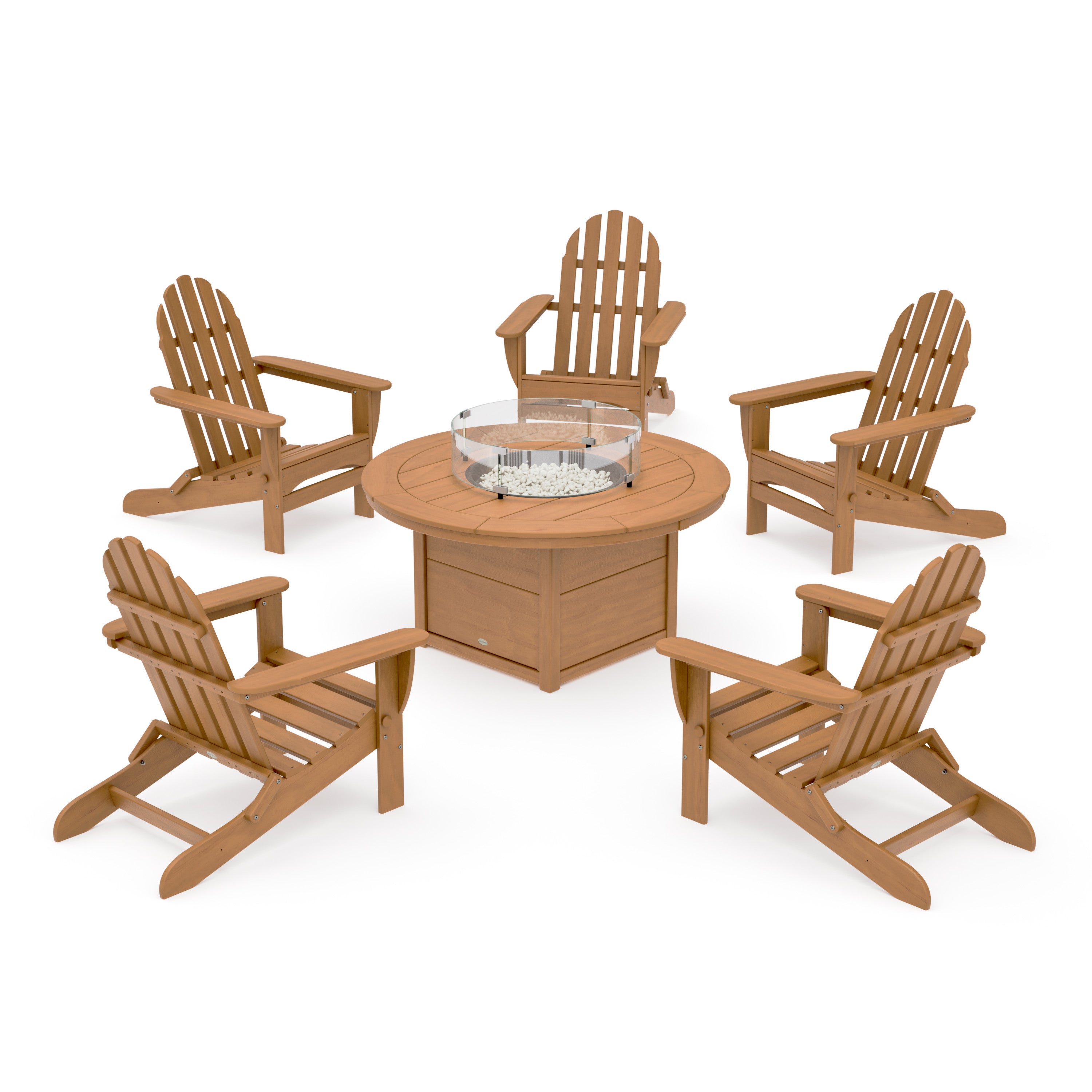 Classic Folding Adirondack 6-Piece Conversation Set with Fire Pit Tabl