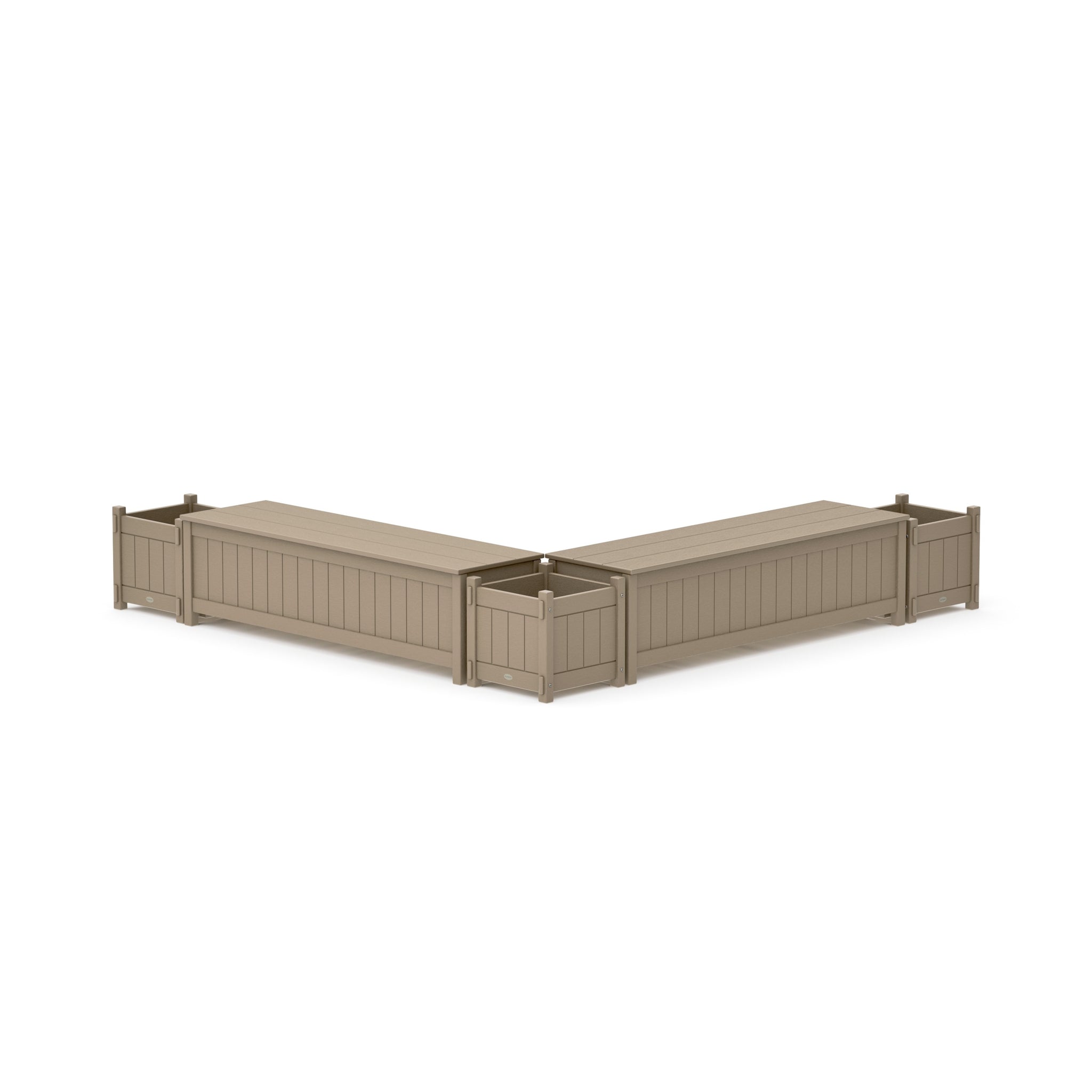 60" Vineyard L- Shaped Planter Storage Bench Corner Set