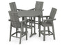 Modern Curveback Adirondack 5-Piece Nautical Trestle Bar Set