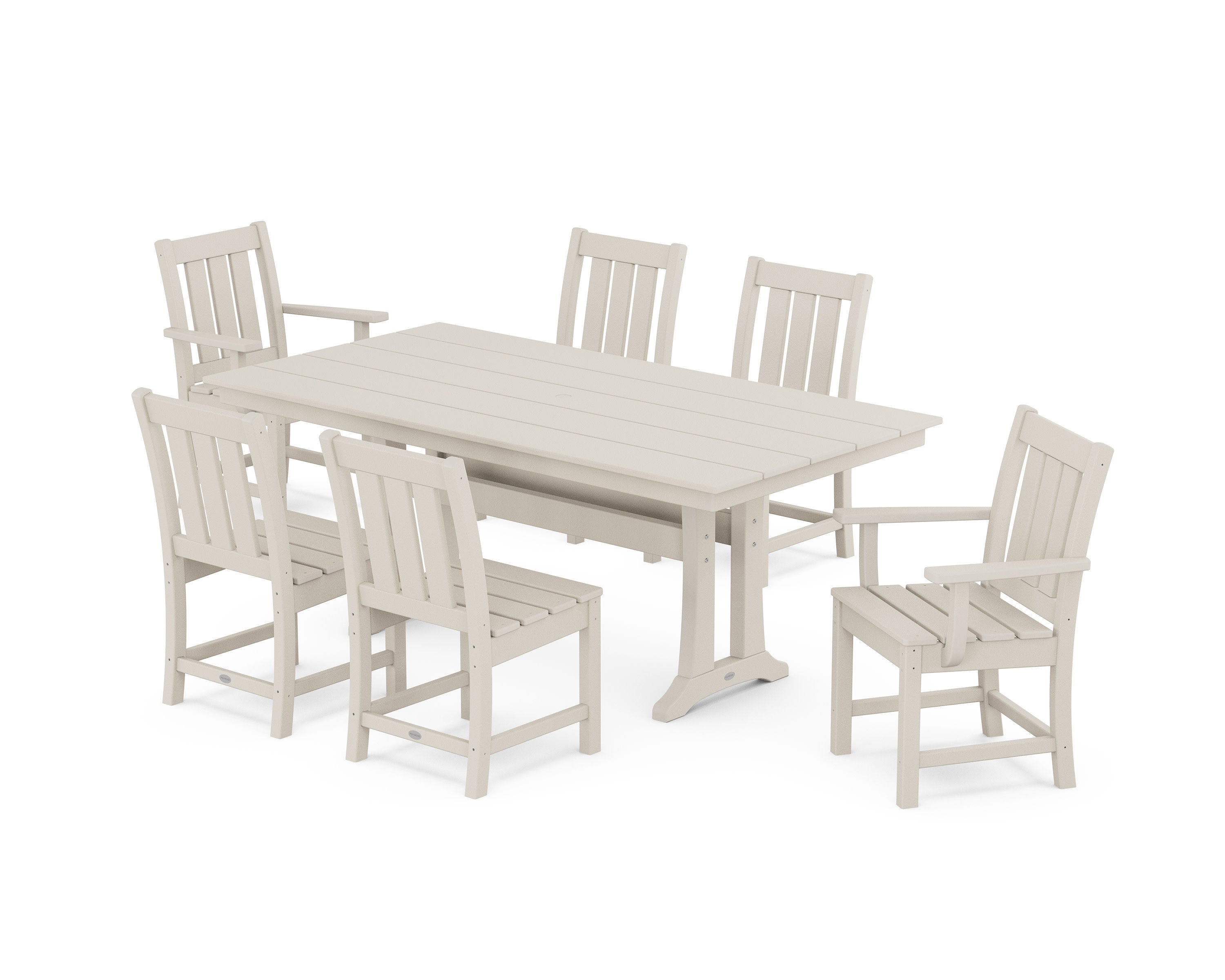 POLYWOOD Oxford 7-Piece Farmhouse Dining Set with Trestle Legs