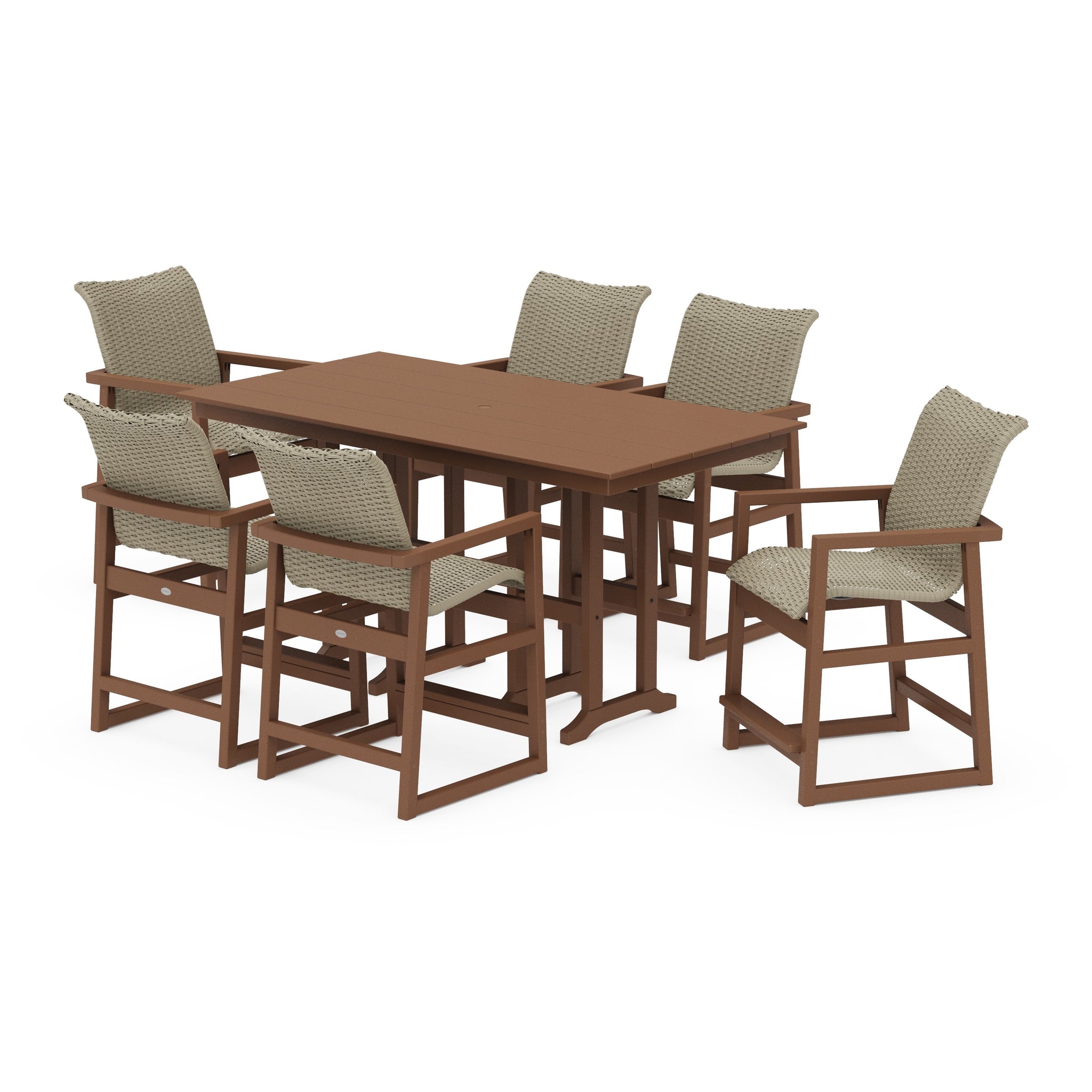 EDGE Woven Arm Chair 7-Piece Farmhouse Counter Set