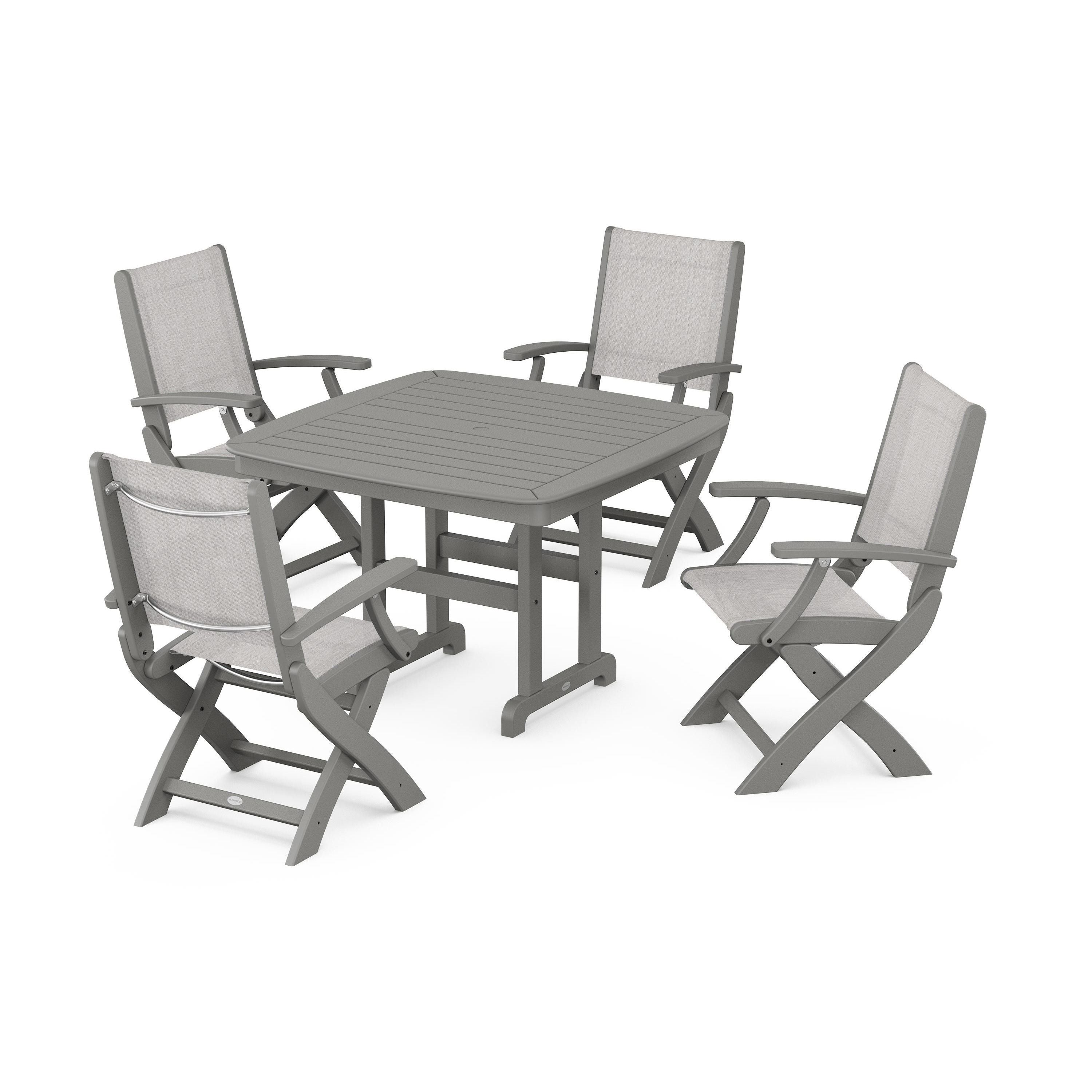 Coastal Folding Chair 5-Piece Dining Set