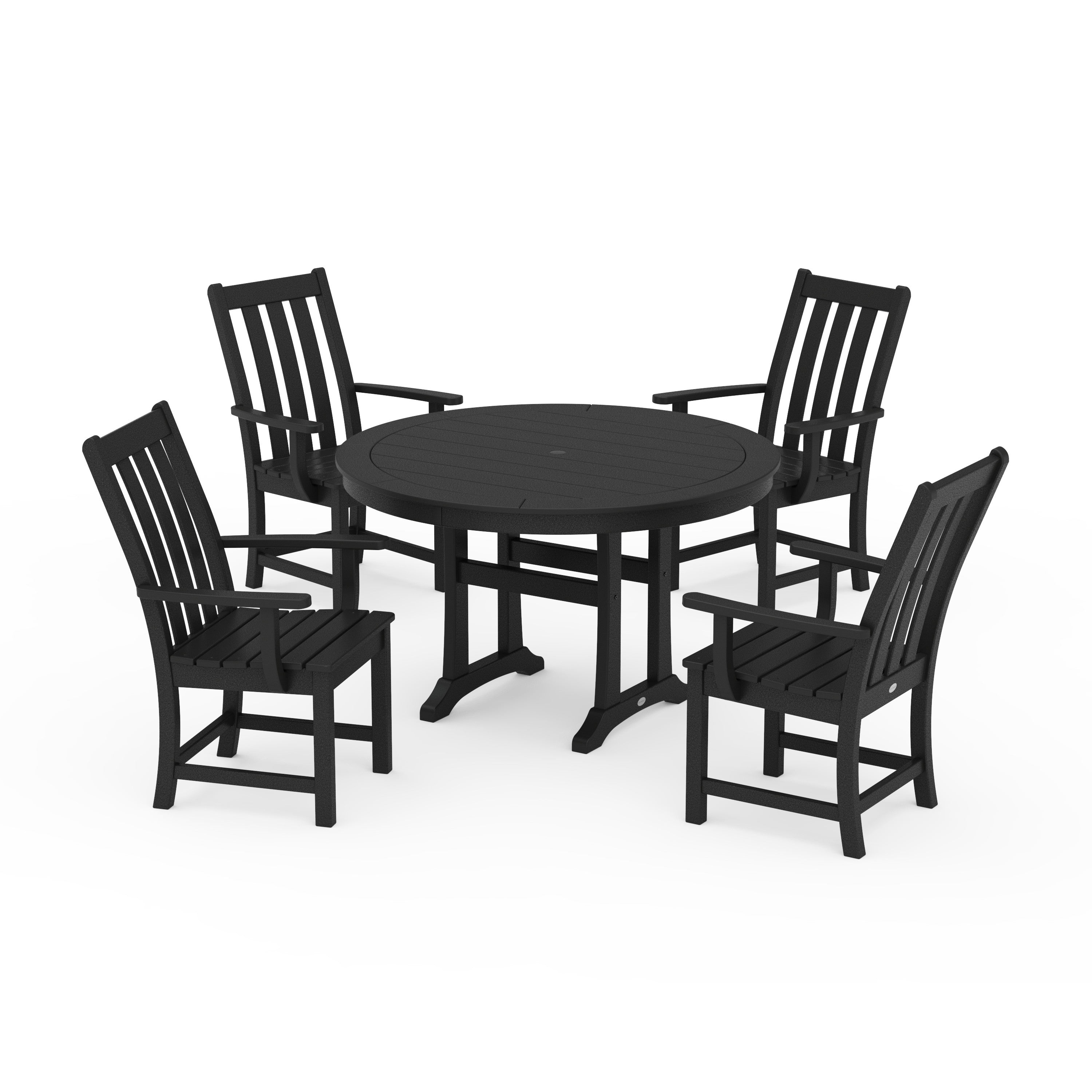 Vineyard 5-Piece Round Dining Set with Trestle Legs