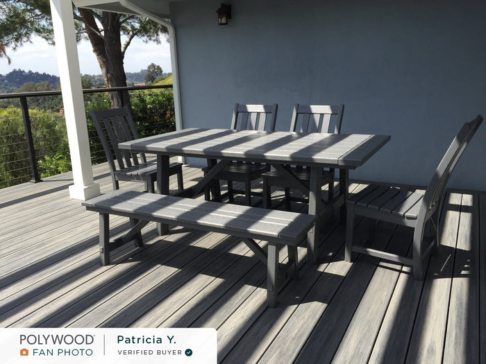 Vineyard 6-Piece Rustic Farmhouse Side Chair Dining Set with Bench