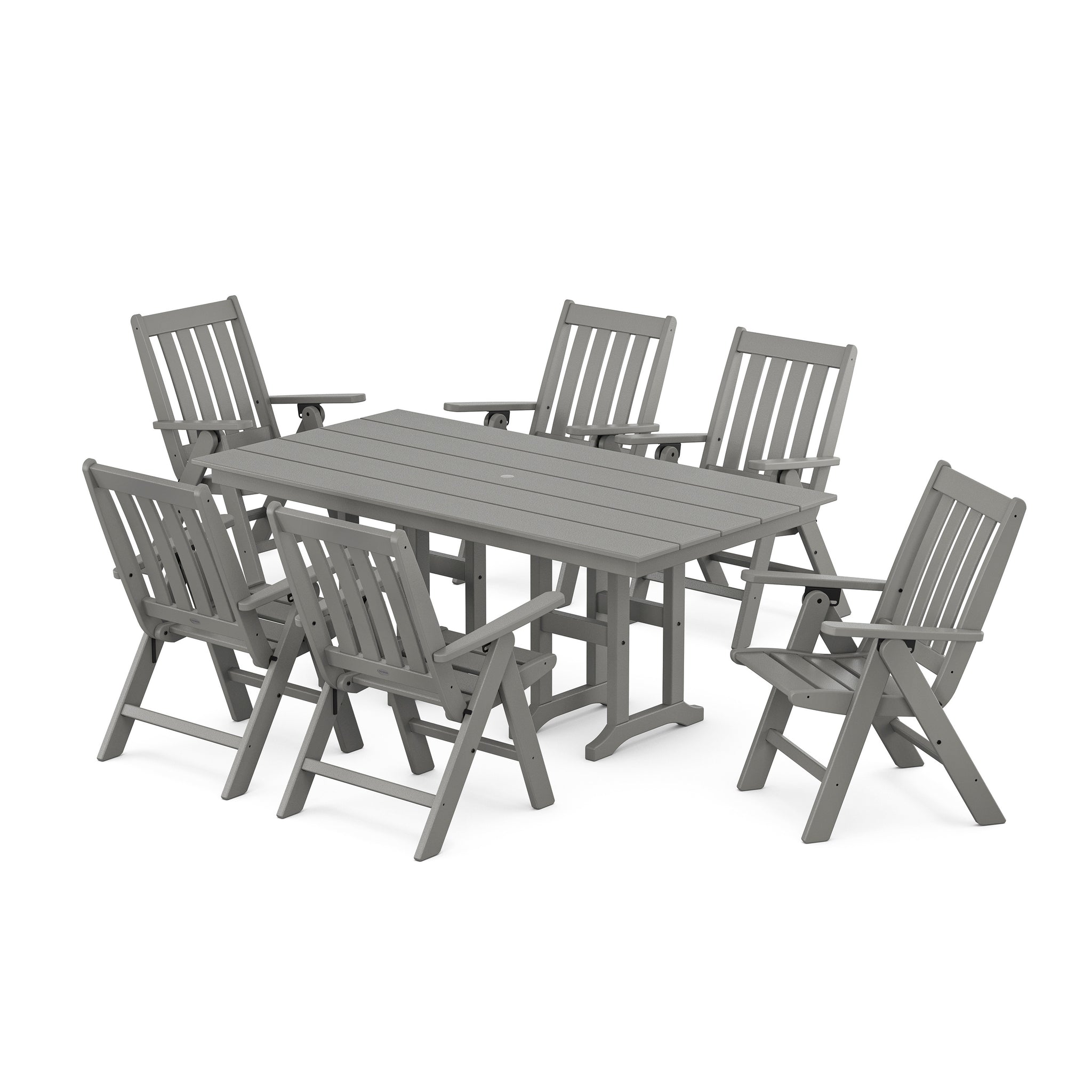 Vineyard Folding Chair 7-Piece Farmhouse Dining Set
