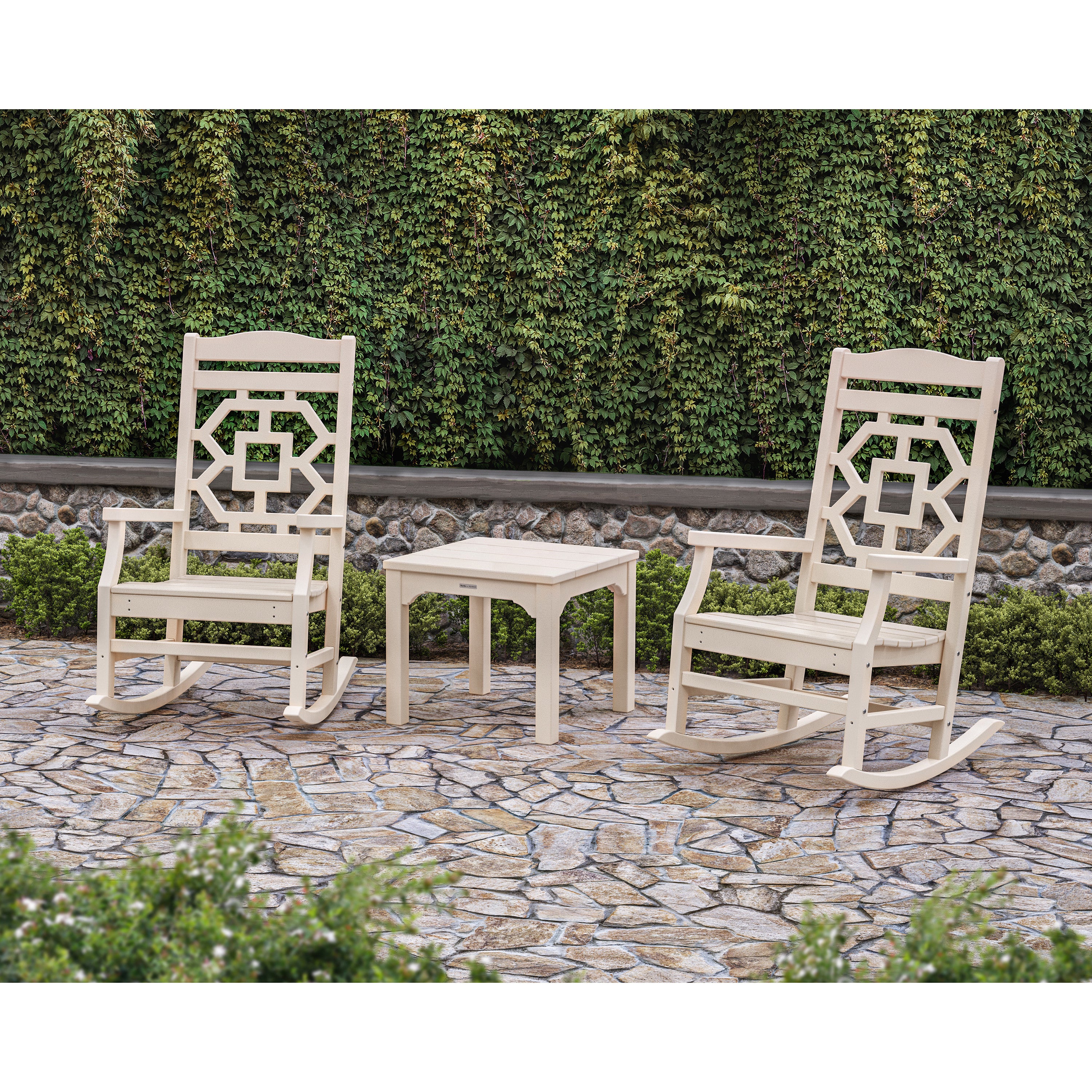 Chinoiserie 3-Piece Rocking Chair Set - Thumbnail 4