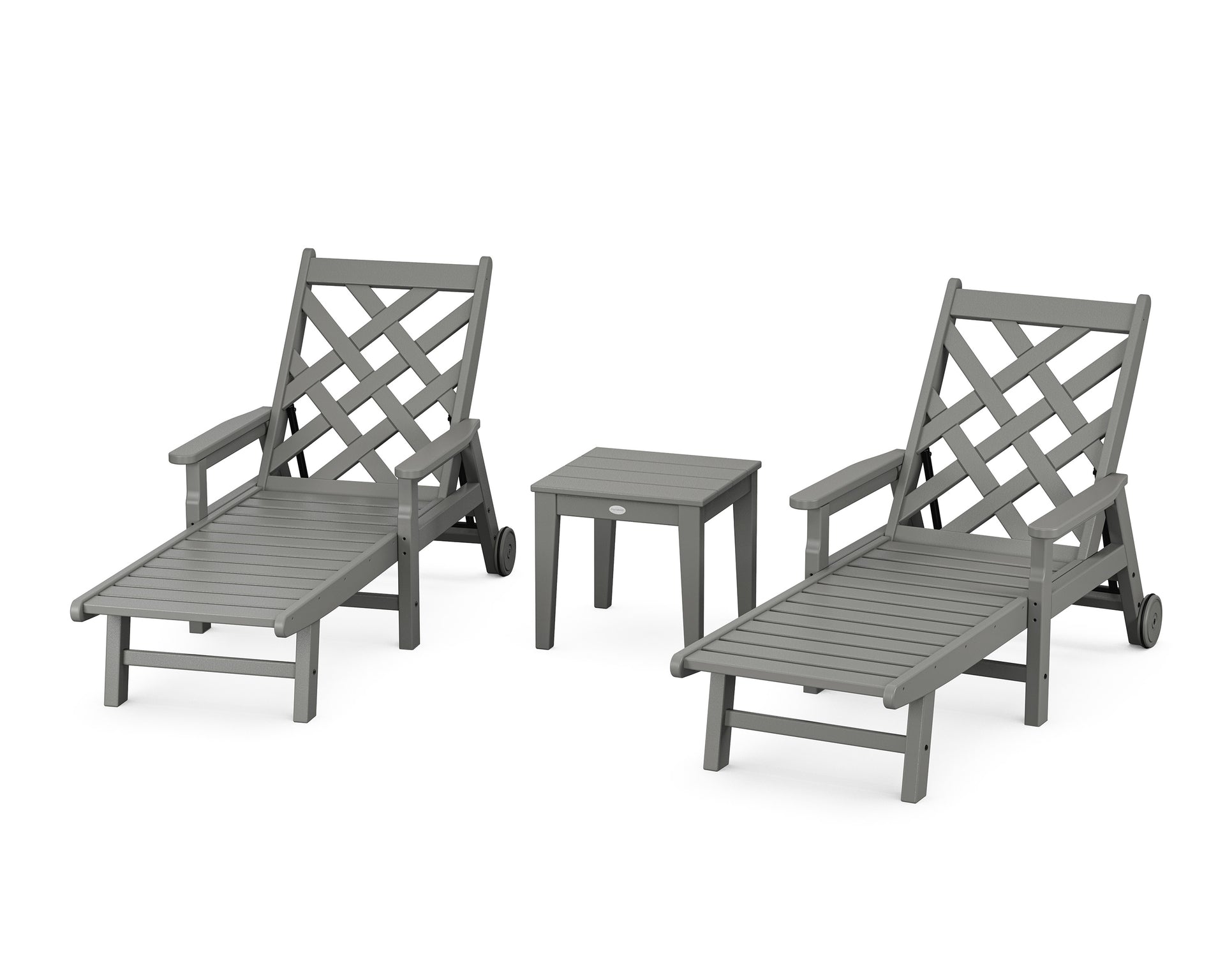 Wovendale 3 Piece Chaise Set Arms Wheels