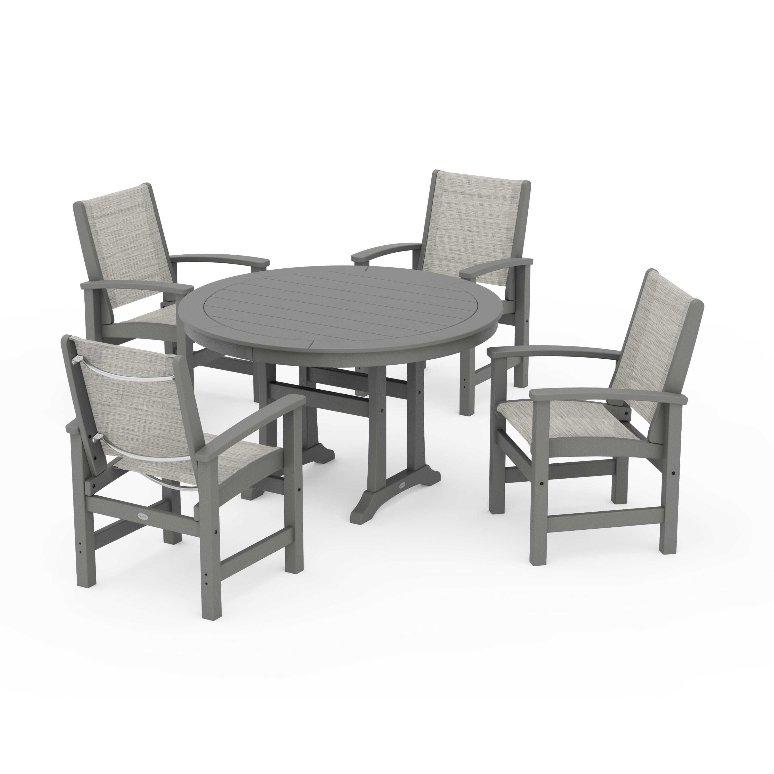 Coastal 5-Piece Round Dining Set with Trestle Legs