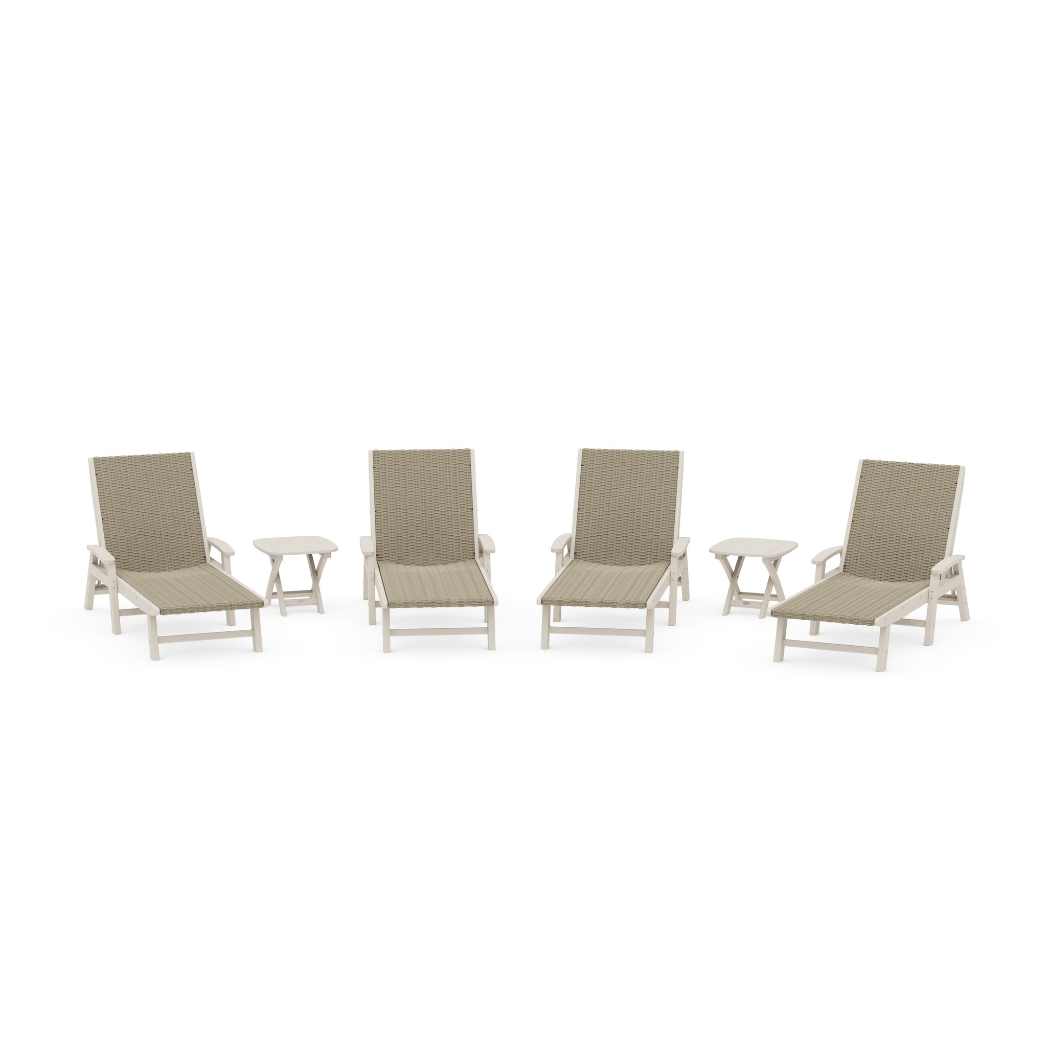 6- Piece Coastal Woven Chaise with Arms Chaise Lounge Set