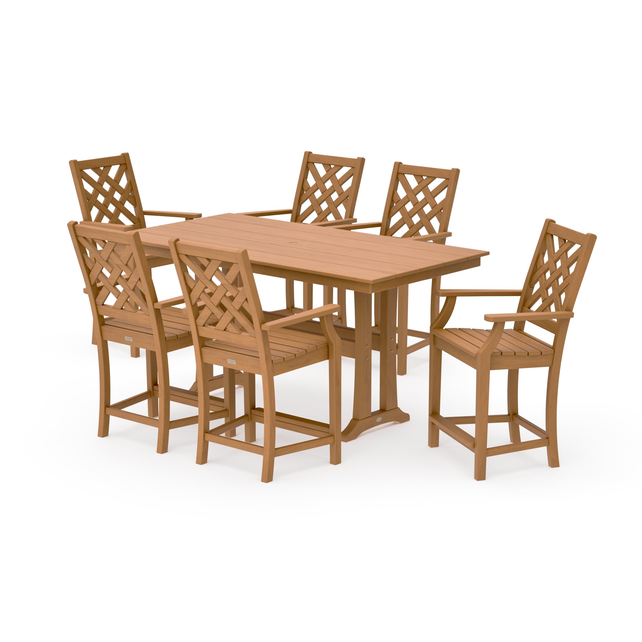 Wovendale Arm Chair 7-Piece Farmhouse Counter Set with Trestle Legs