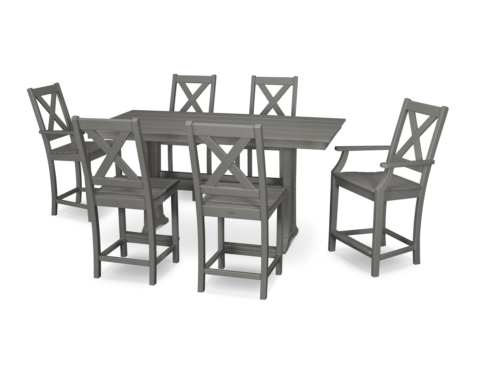 Braxton 7-Piece Farmhouse Trestle Counter Set