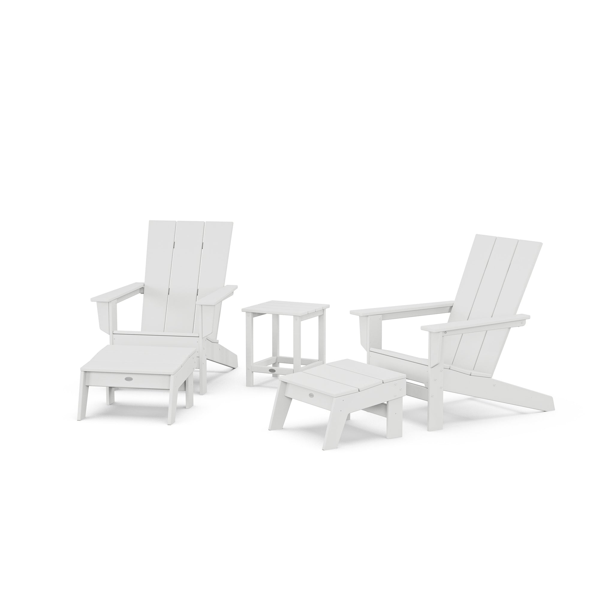 5-Piece Modern Studio Adirondack Set with Ottomans and Side Table