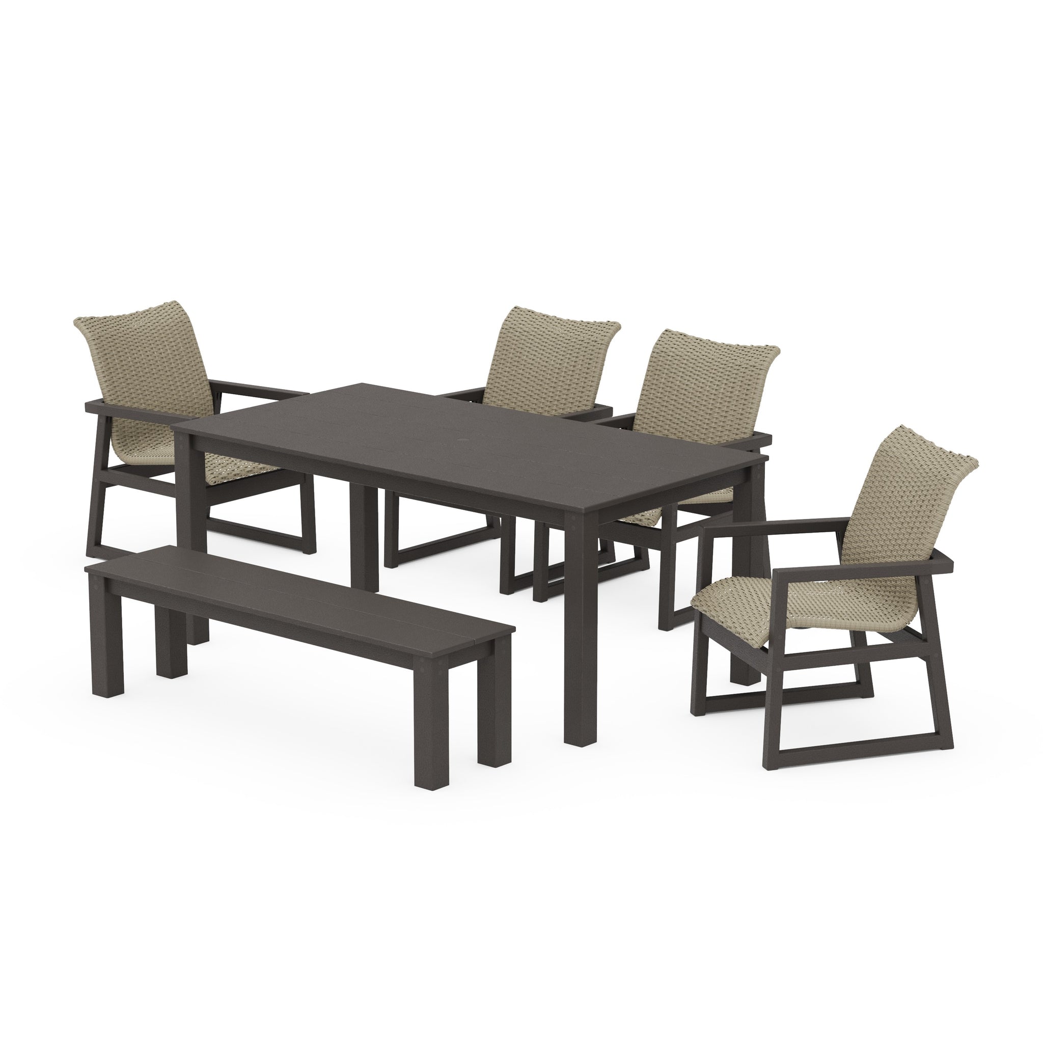 EDGE Woven 6-Piece Parsons Dining Set with Bench