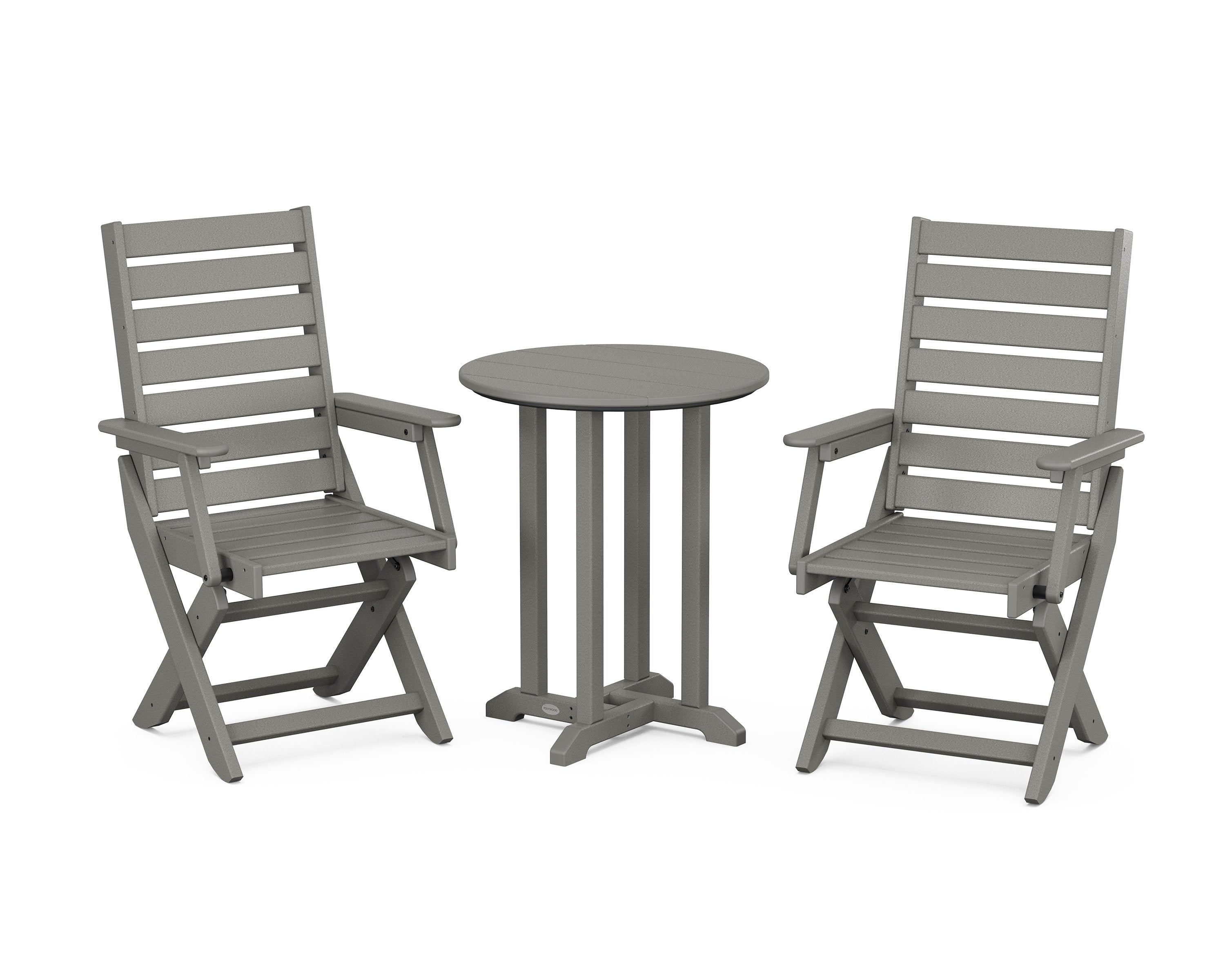 Captain Folding Chair 3-Piece Round Bistro Dining Set