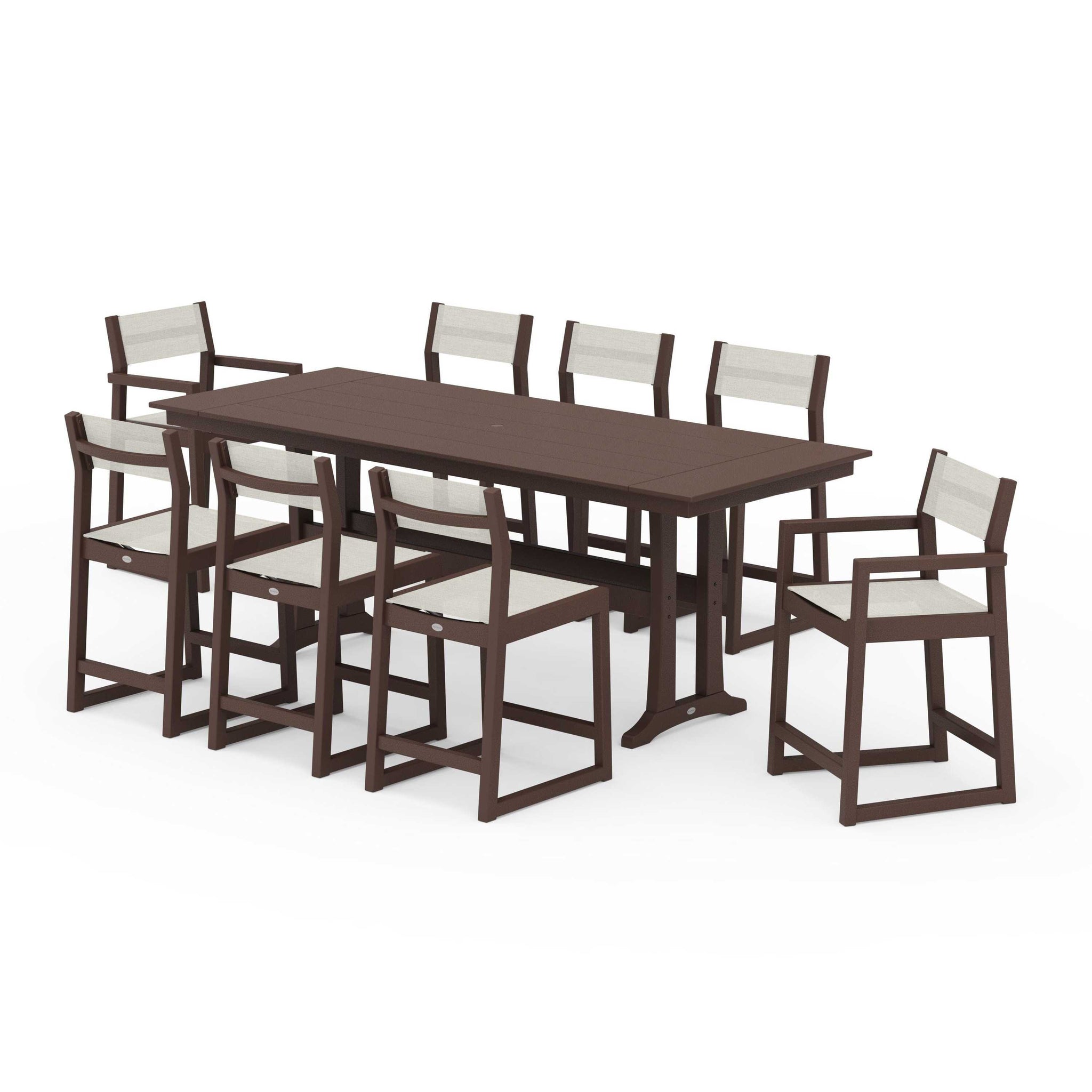 EDGE Sling 9-Piece Farmhouse Counter Set with Trestle Legs
