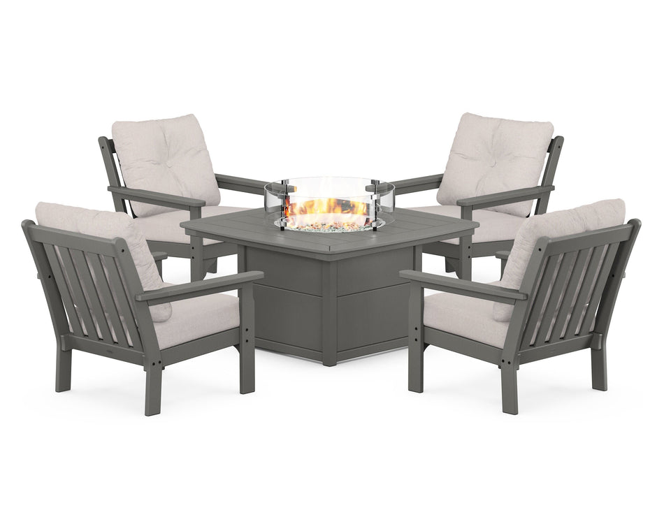 Vineyard 5-Piece Conversation Set with Fire Pit Table