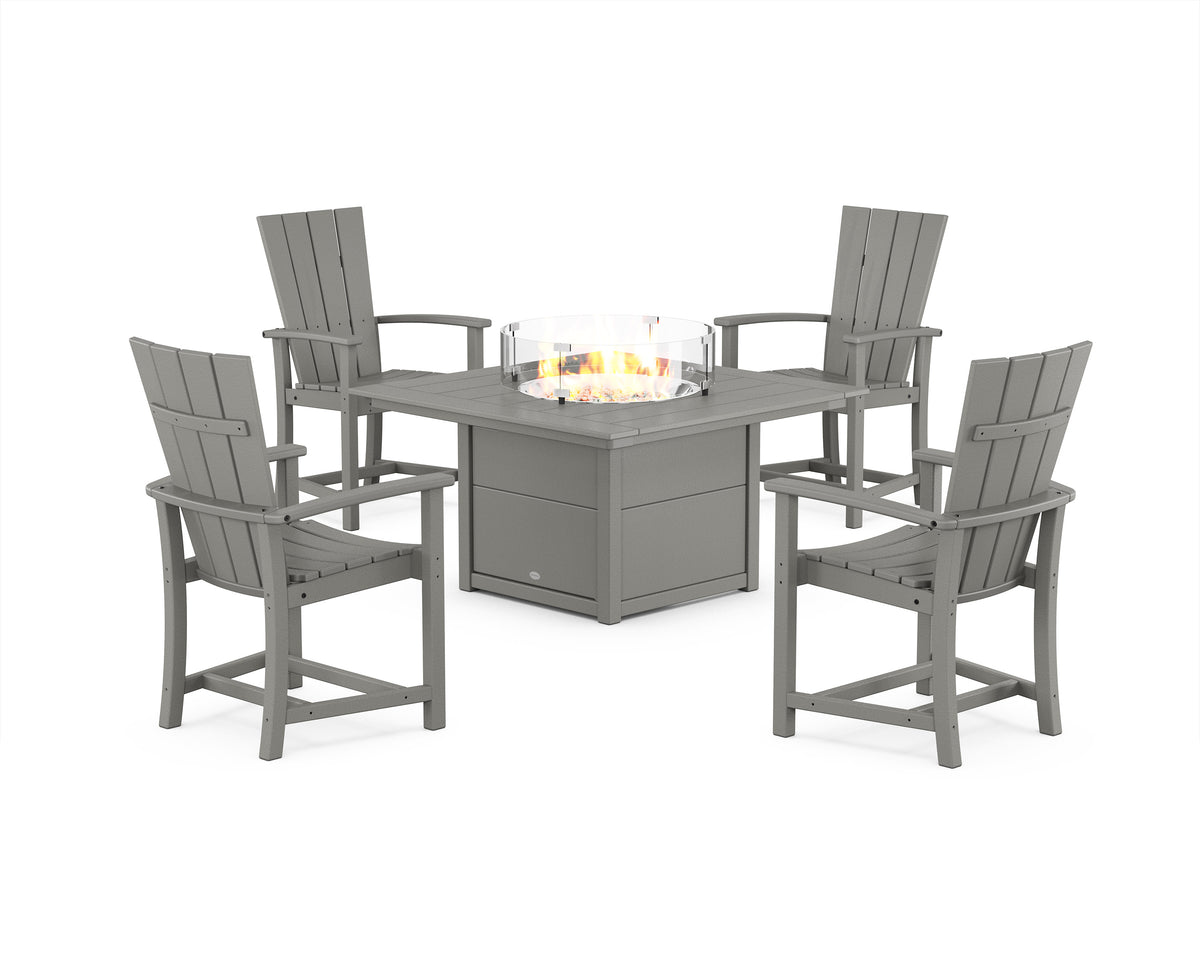 Quattro 4-Piece Upright Adirondack Conversation Set with Fire Pit Table