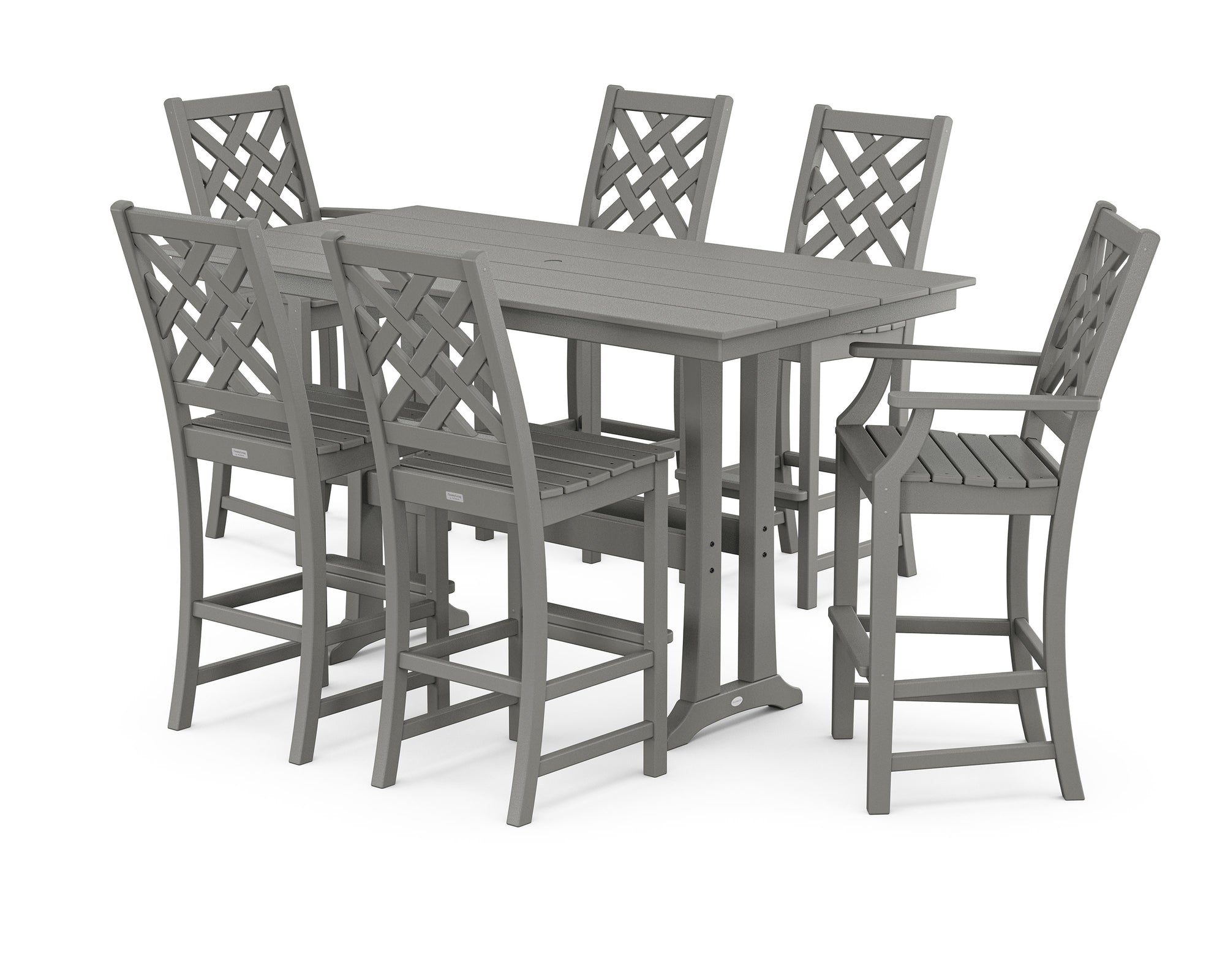 Wovendale 7-Piece Farmhouse Bar Set with Trestle Legs