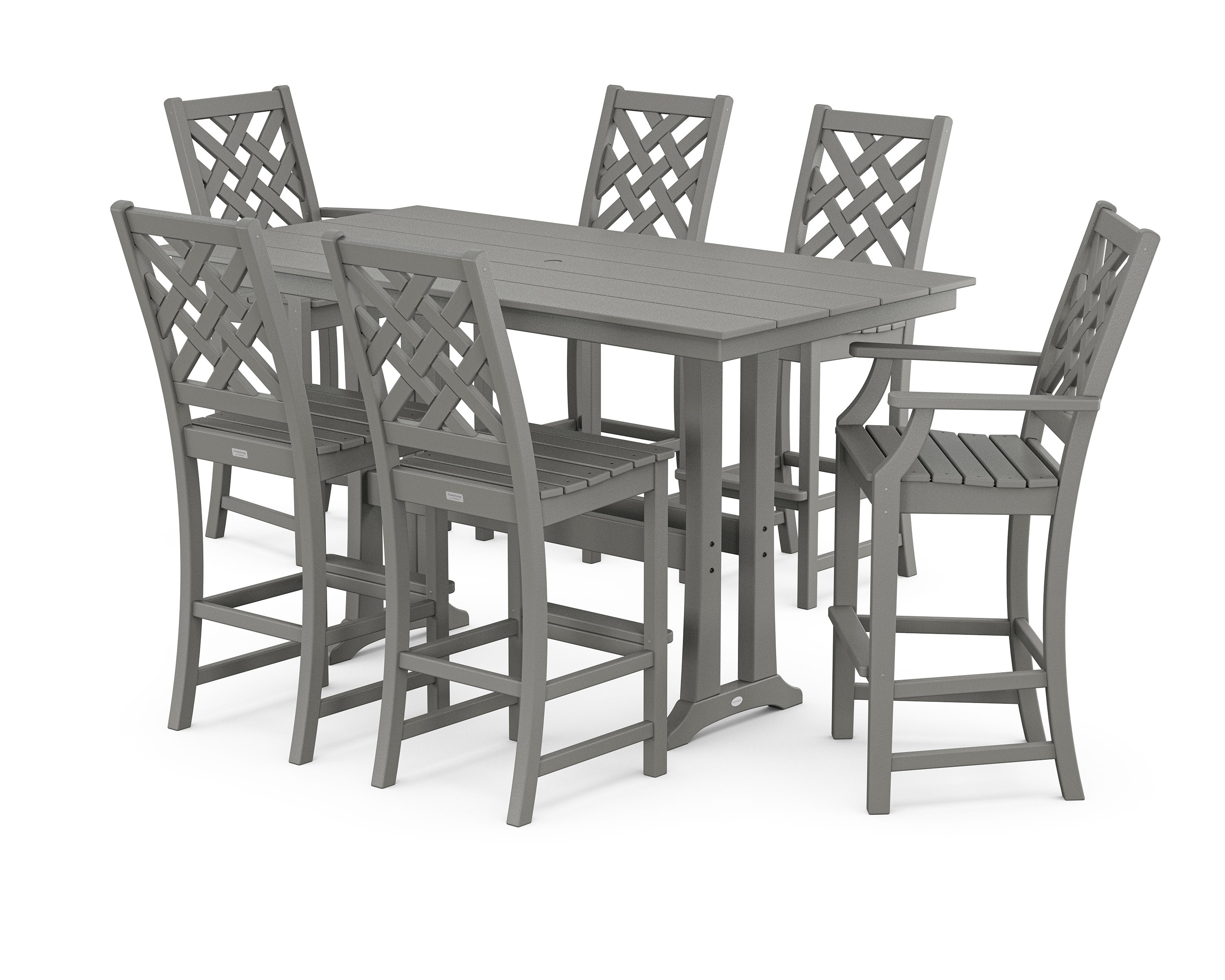 Wovendale 7-Piece Farmhouse Bar Set with Trestle Legs