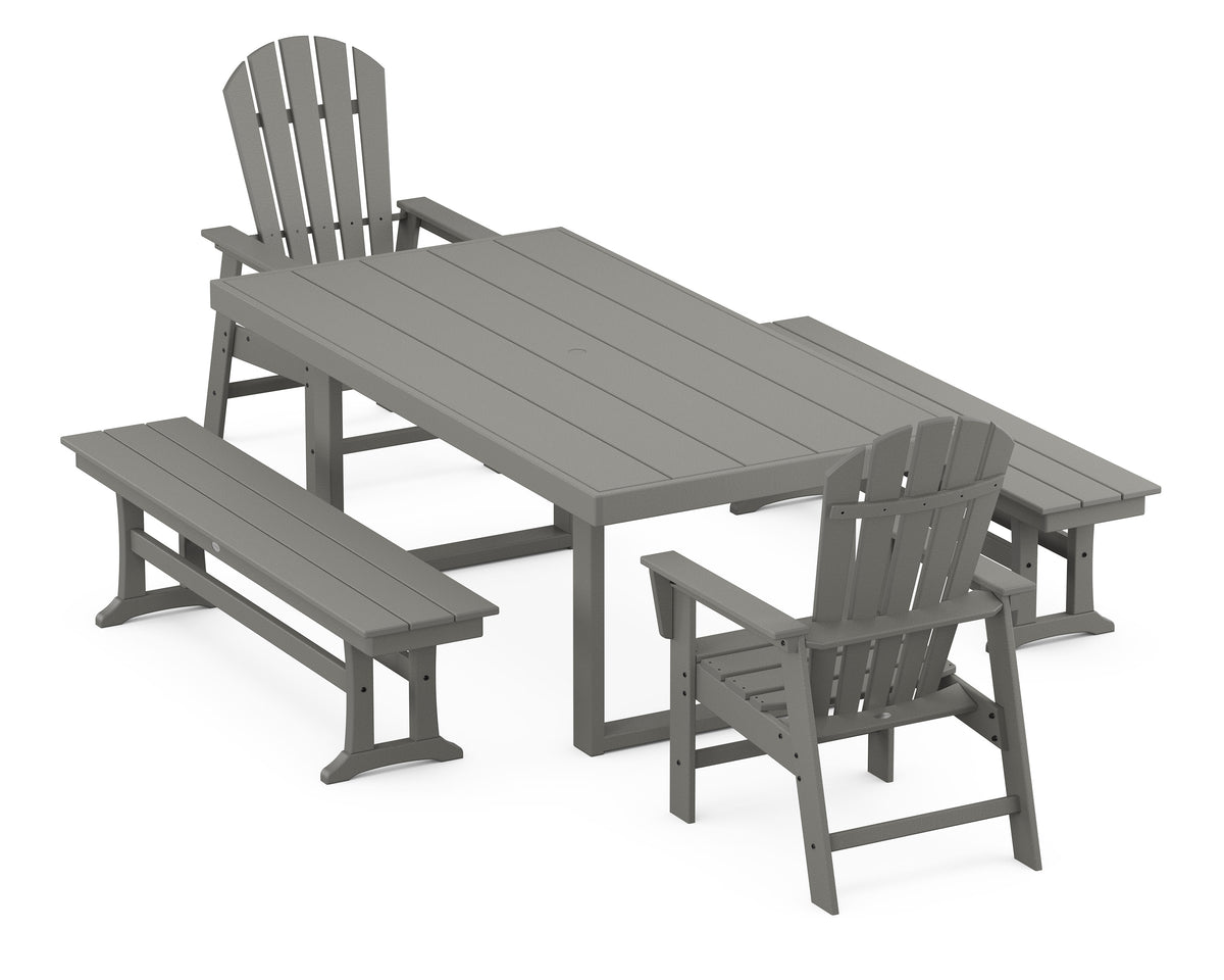 South Beach 5-Piece Dining Set with Benches
