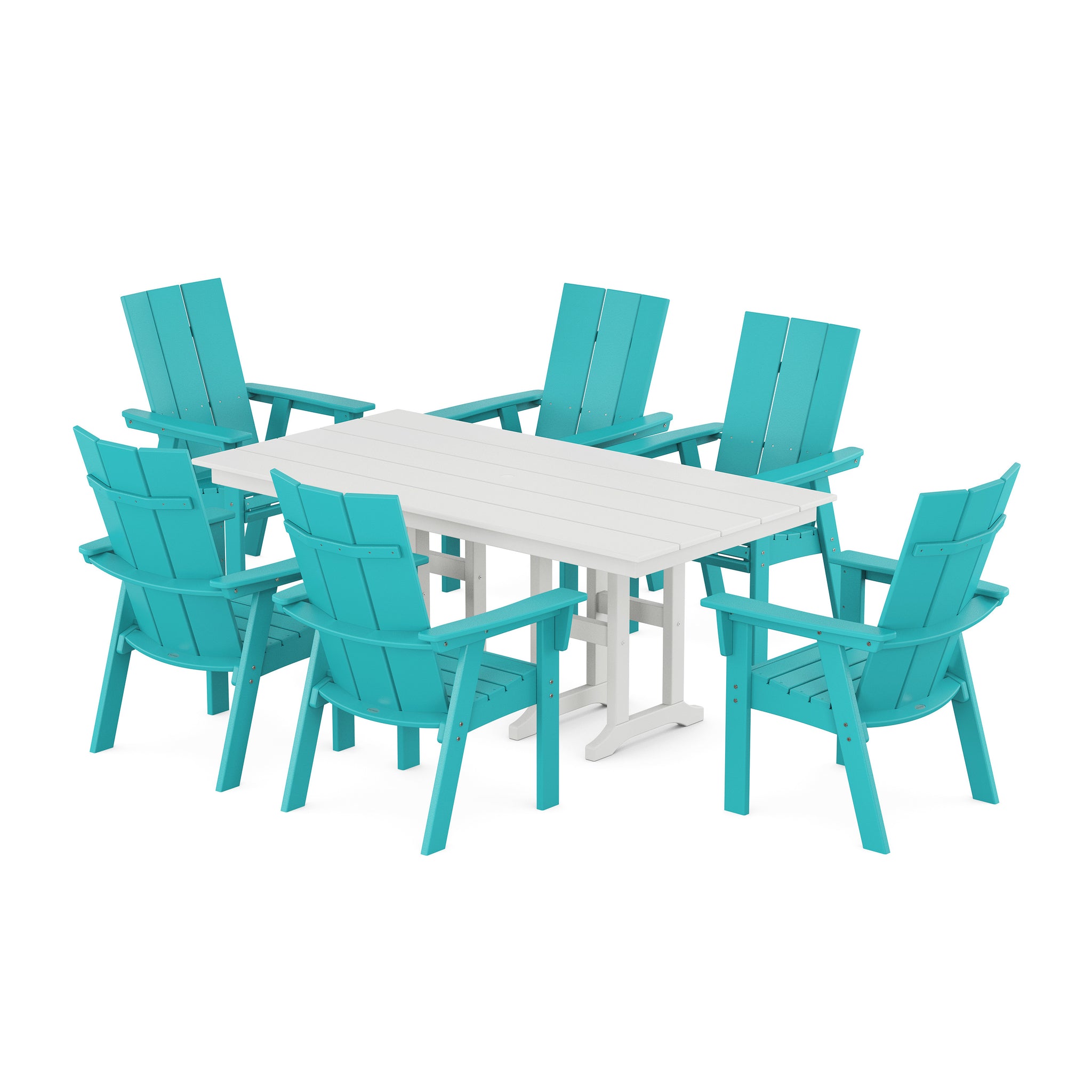 Modern Curveback Adirondack 7-Piece Farmhouse Dining Set