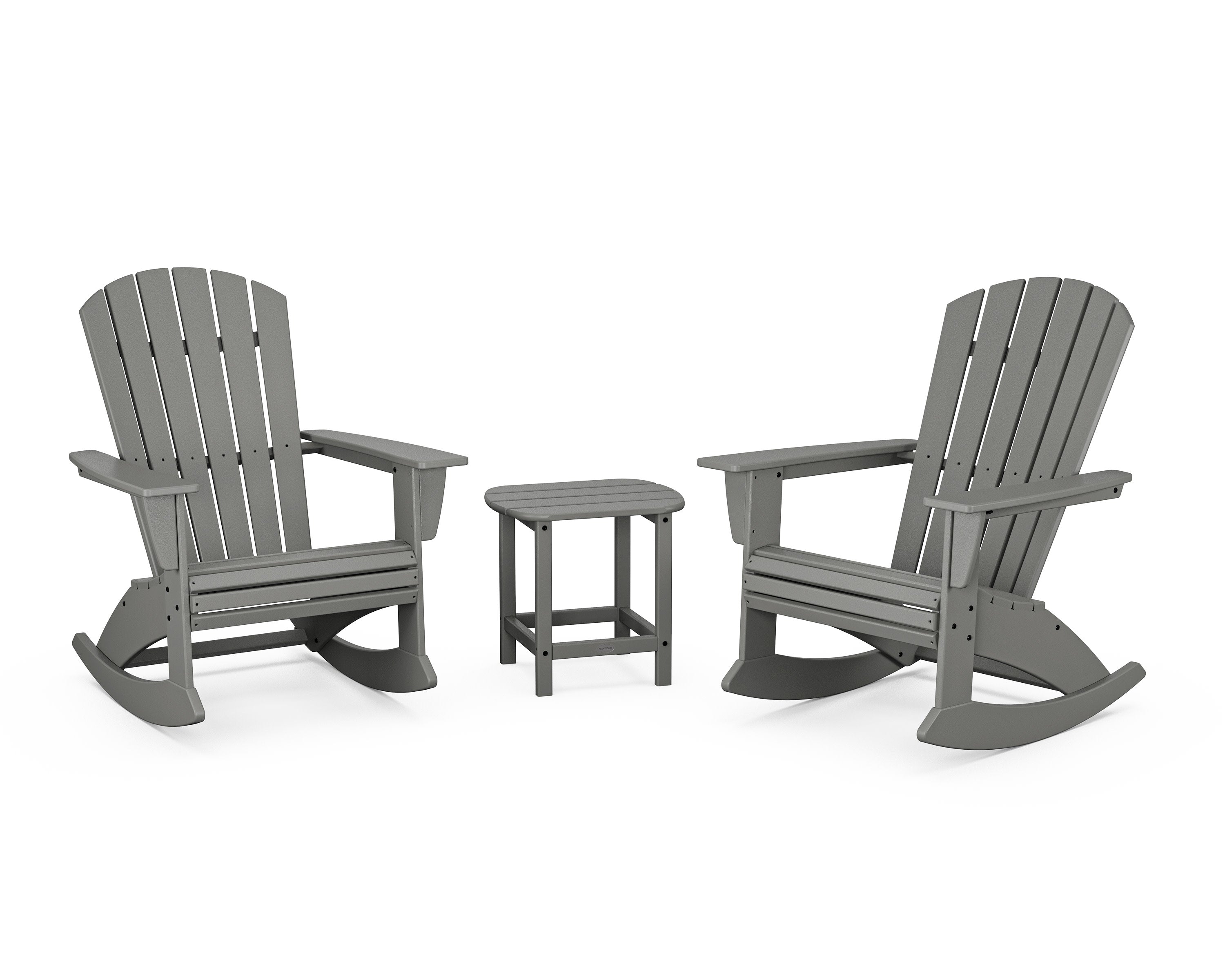 Nautical Curveback 3-Piece Adirondack Rocking Chair Set