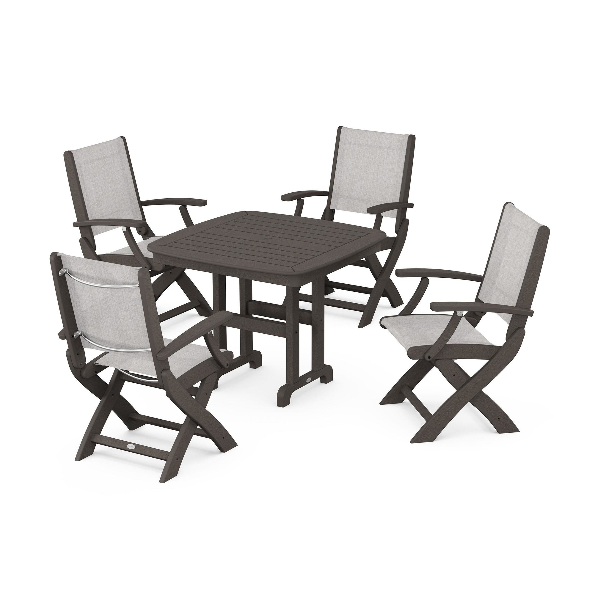 Coastal Folding Chair 5-Piece Dining Set