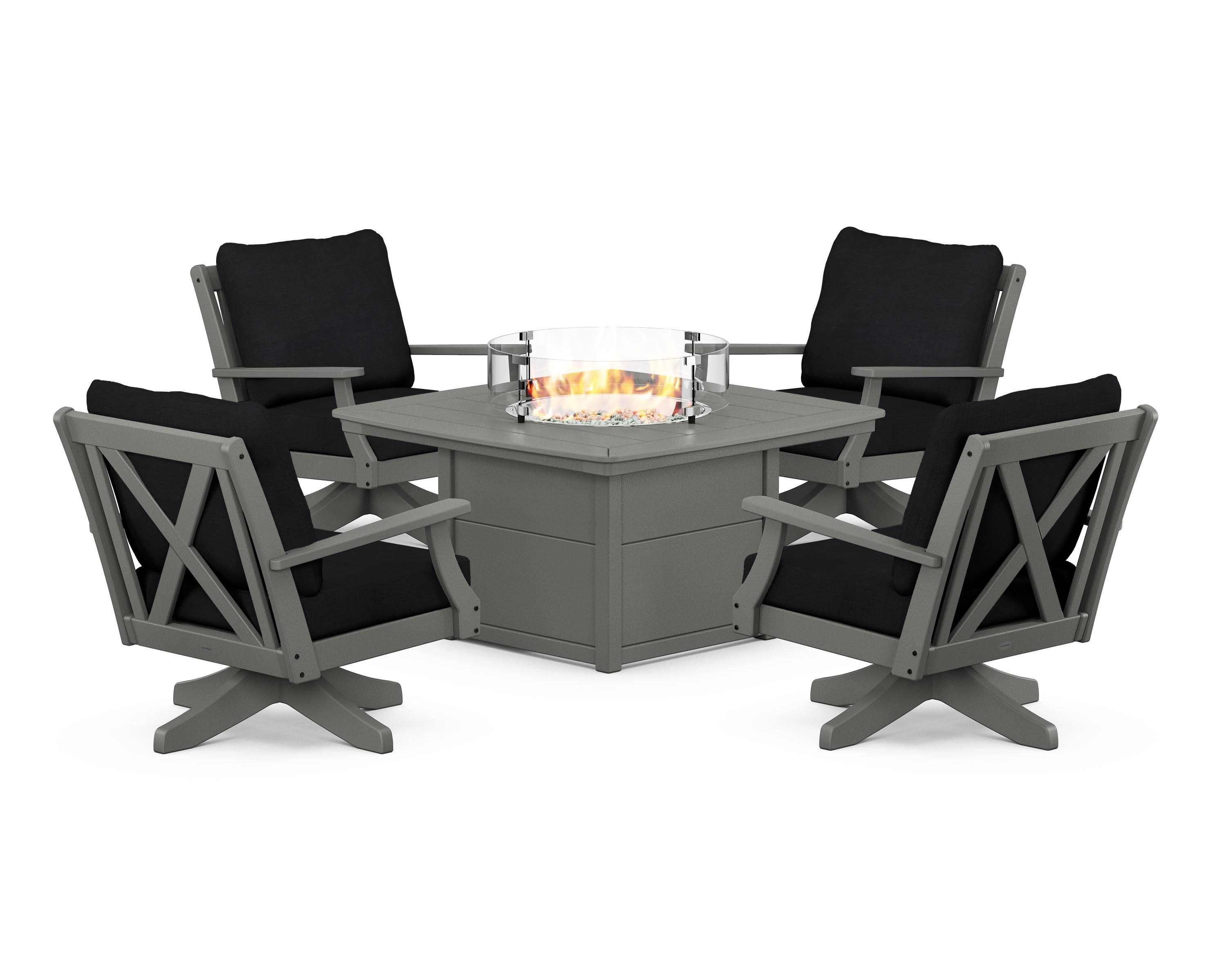 Braxton 5-Piece Deep Seating Swivel Conversation Set with