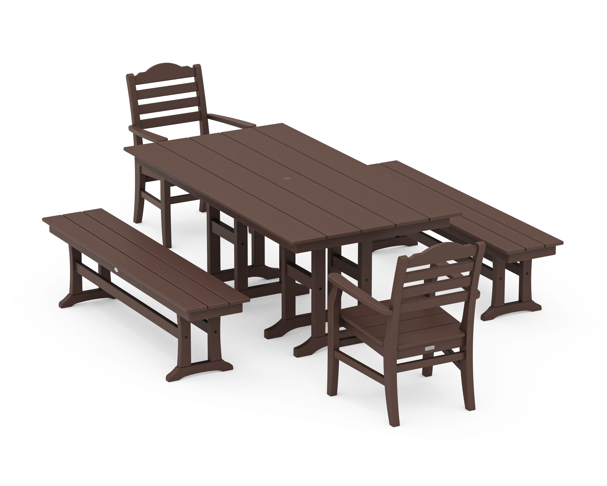 Savannah 5-Piece Farmhouse Dining Set with Benches