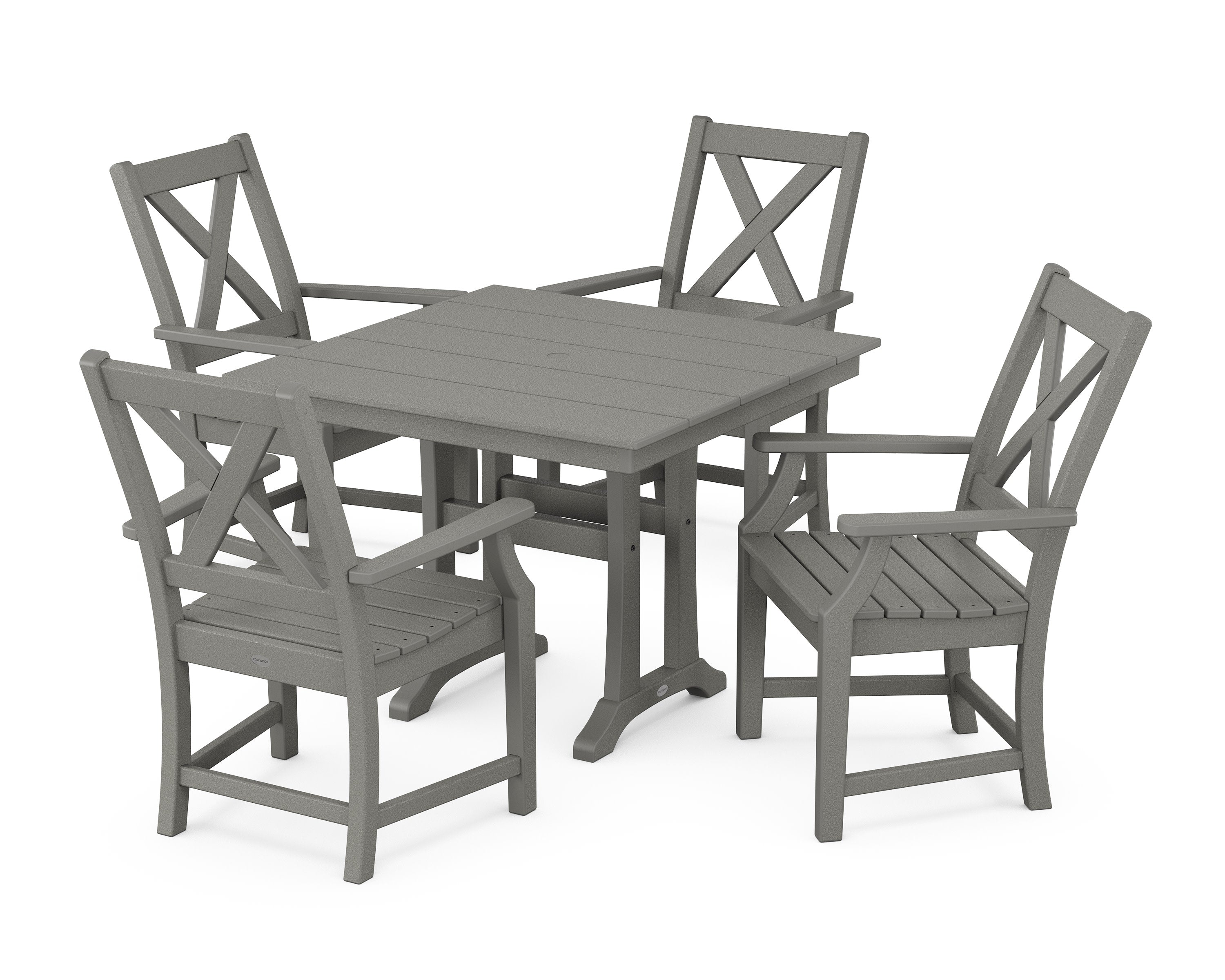 Braxton 5-Piece Farmhouse Dining Set With Trestle Legs