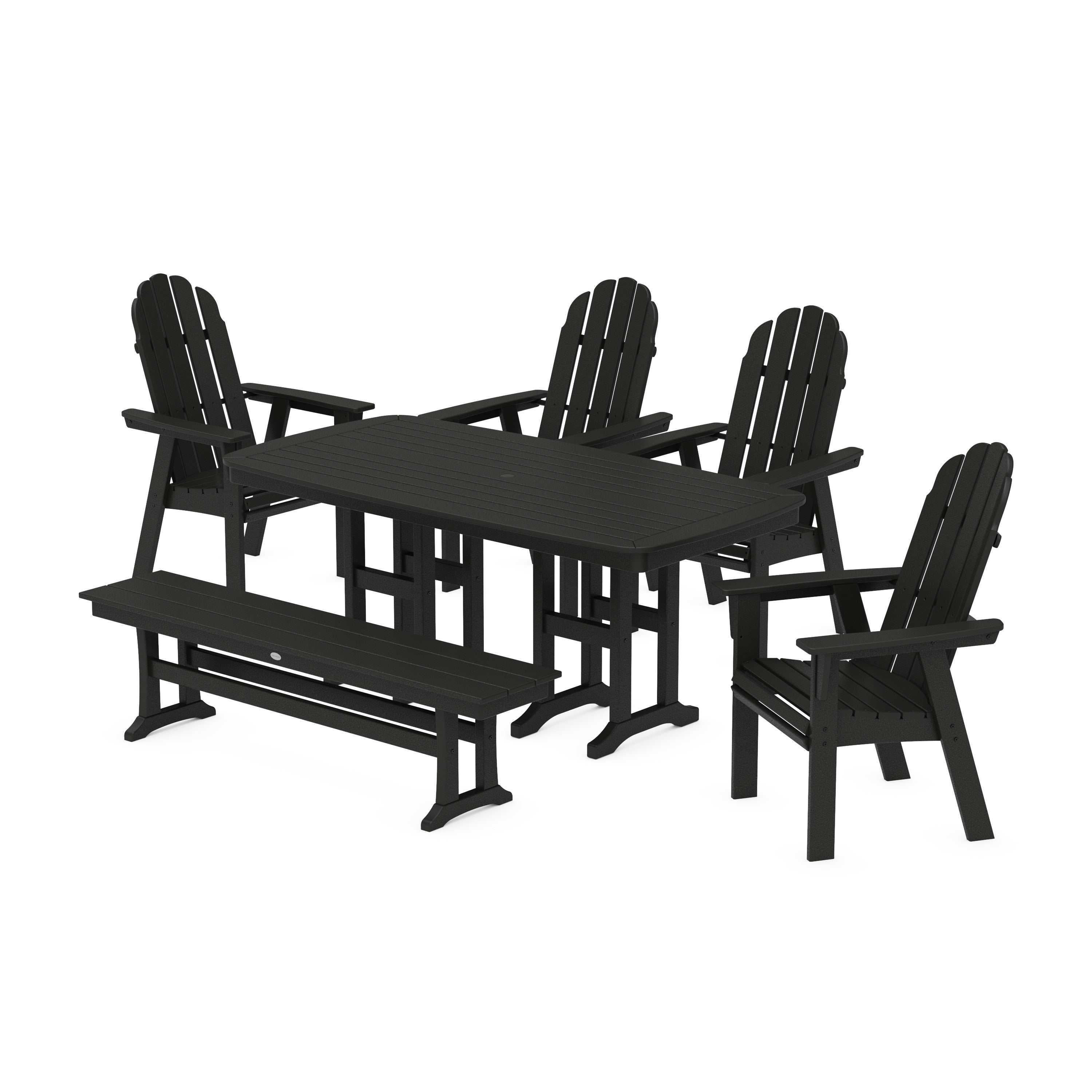Vineyard Curveback Adirondack Chair 6-Piece Dining Set with Bench