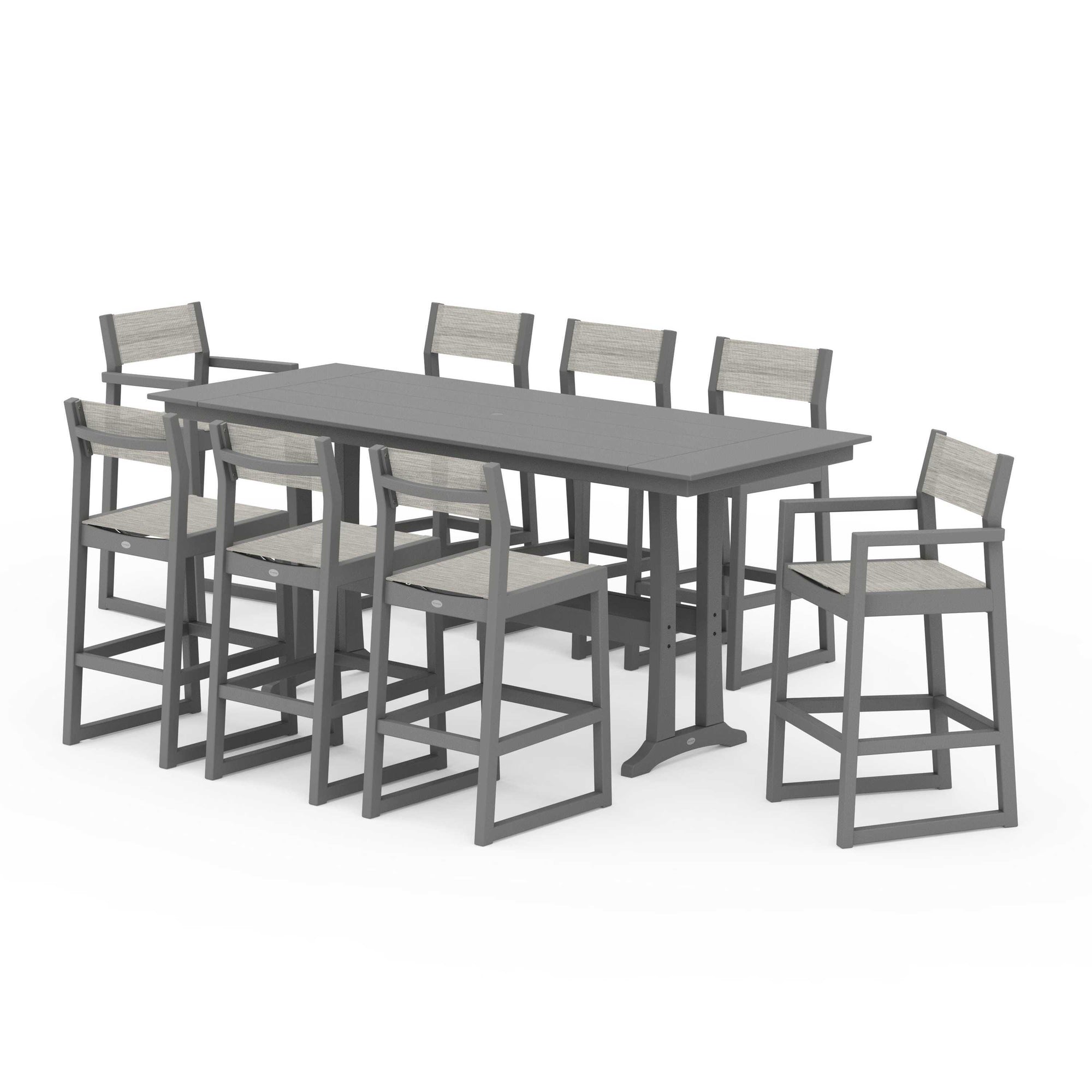 EDGE Sling 9-Piece Farmhouse Bar Set with Trestle Legs