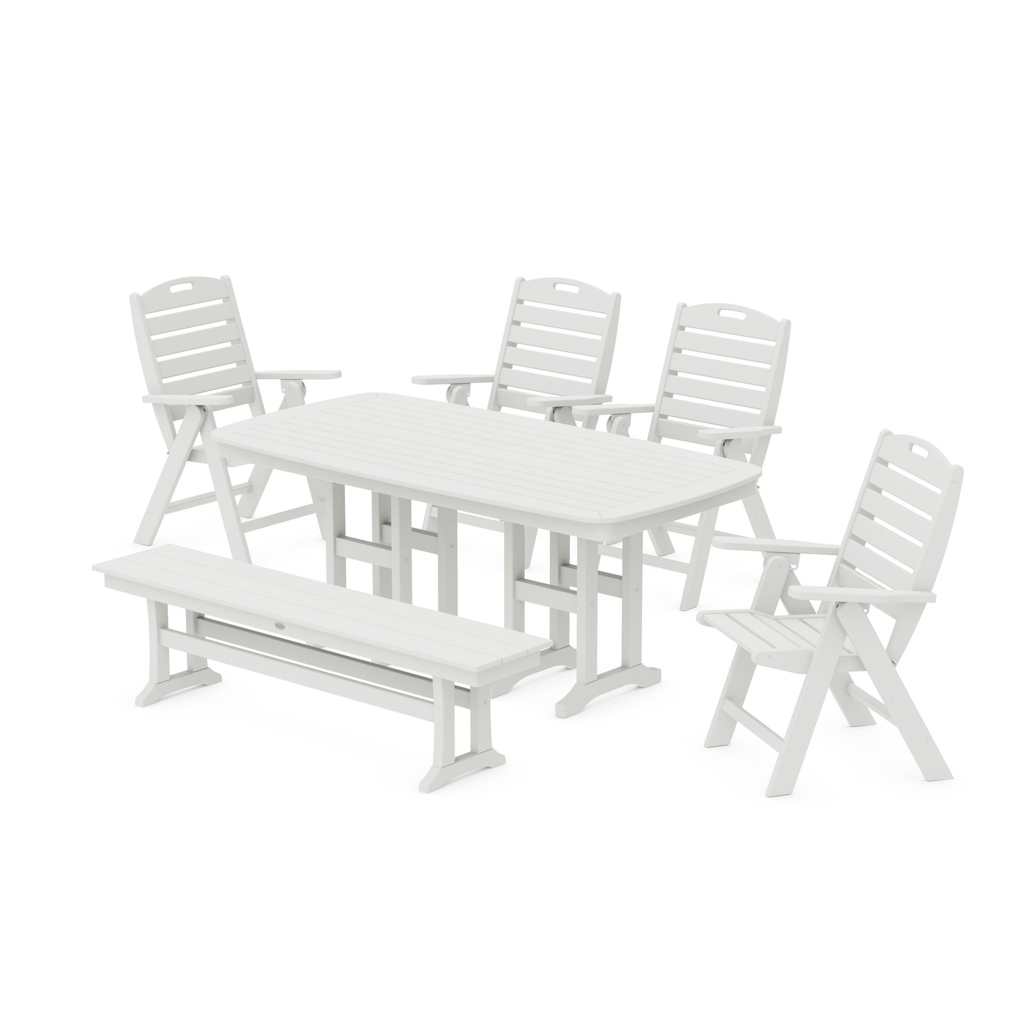 Nautical Highback 6-Piece Dining Set with Bench