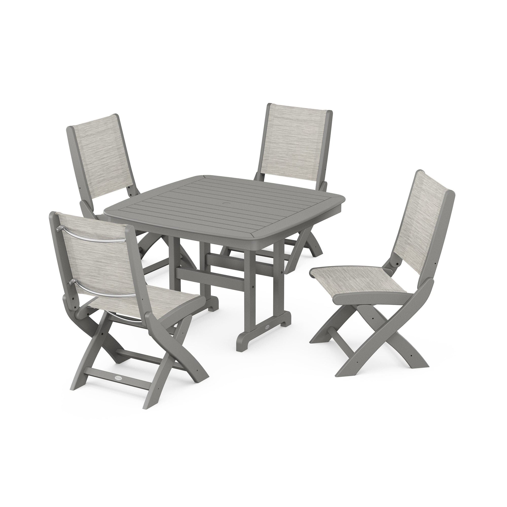 Coastal Folding Side Chair 5-Piece Dining Set
