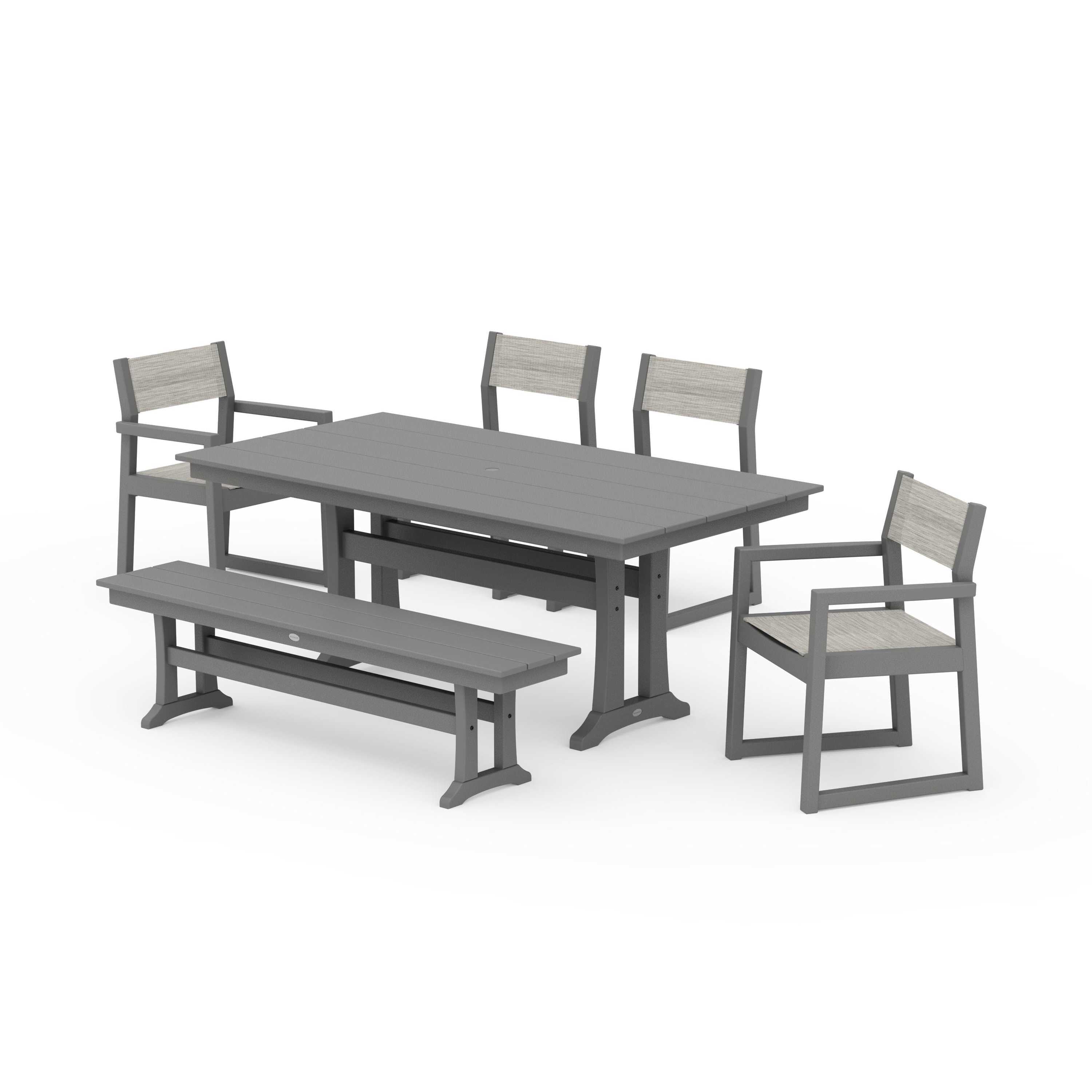 EDGE Sling 6-Piece Farmhouse Dining Set With Trestle Legs